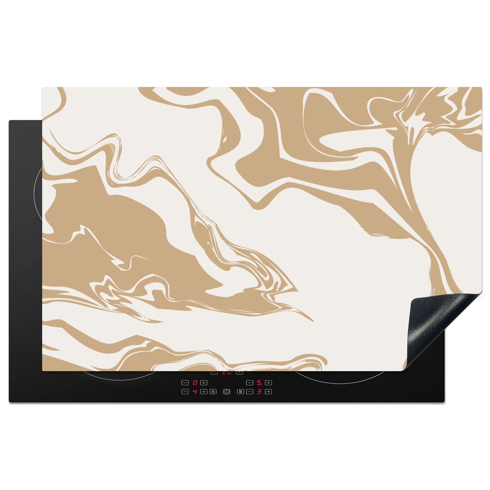MuchoWow Herdblende-/Abdeckplatte Marmor - Weiß - Muster, Vinyl, (1 tlg), 81x52 cm, Induktionskochfeld Schutz für die küche, Ceranfeldabdeckung