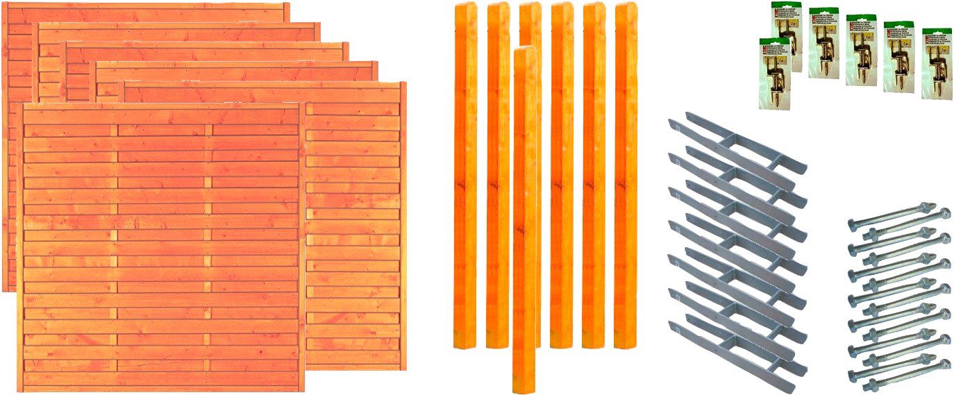 Tetzner & Jentzsch Dichtzaun San Diego 4, (Set), 6 Elemente, LxH: 1143x180 cm