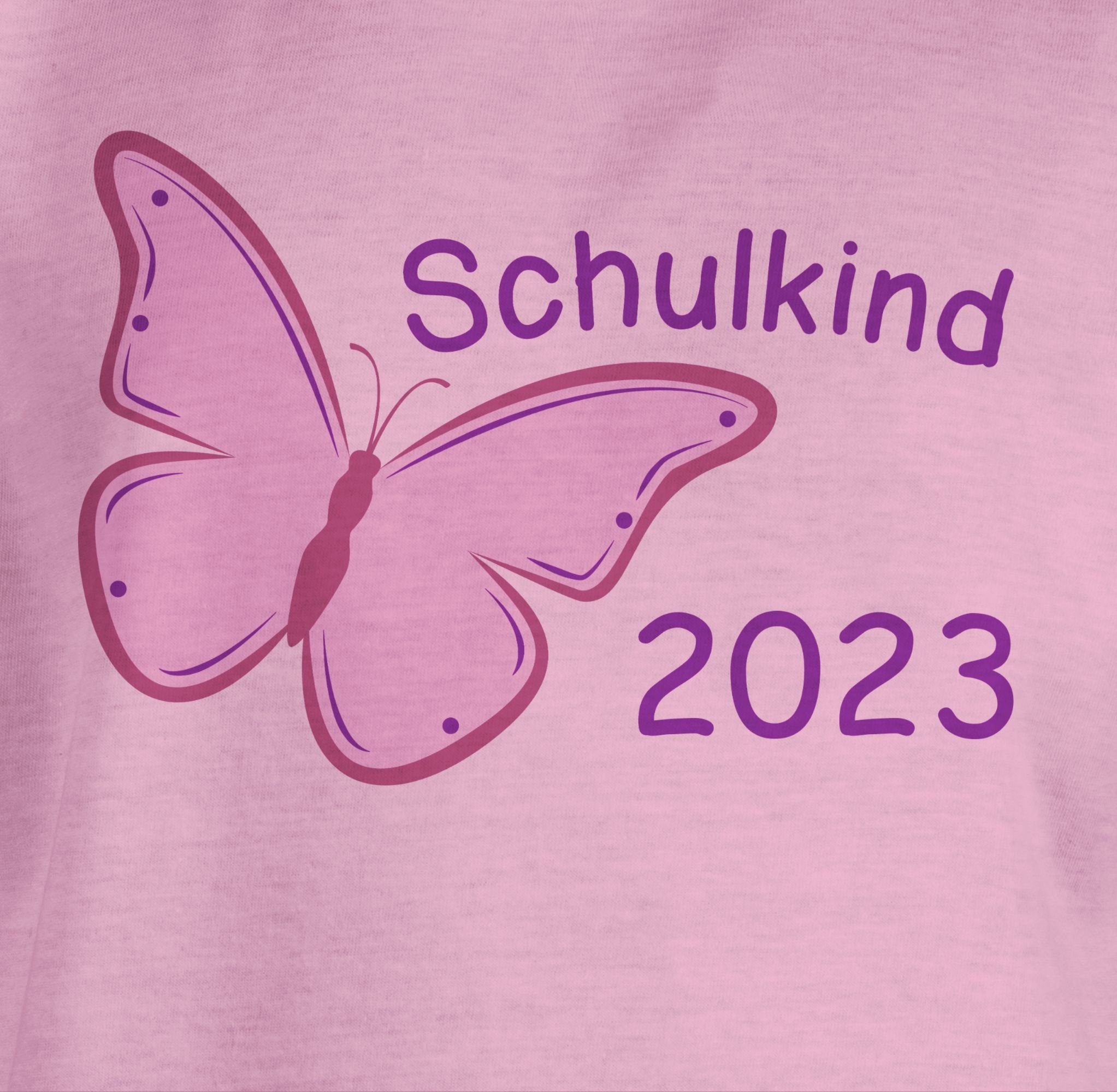 Shirtracer T-Shirt Schulkind Rosa Einschulung Mädchen Schmetterling 2023 1