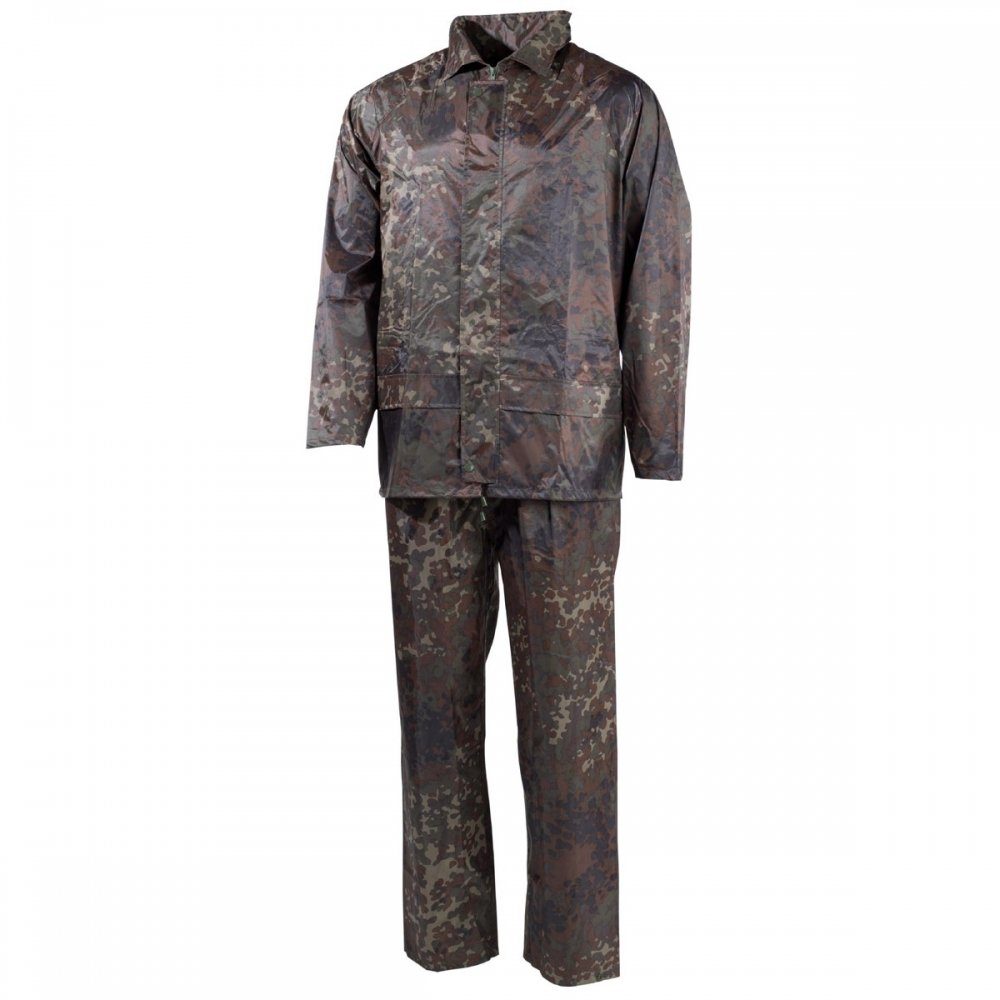 MFH Regenmantel Regenanzug, Polyester, flecktarn - M mit Kapuze