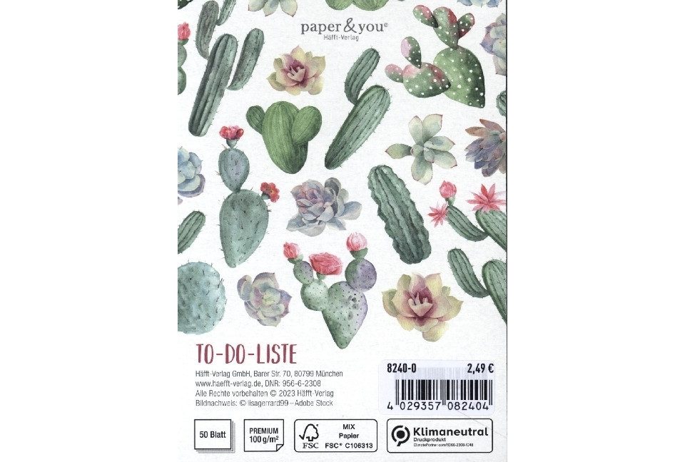 Häfft Notizheft paper & you Block A6 To do, sortiert