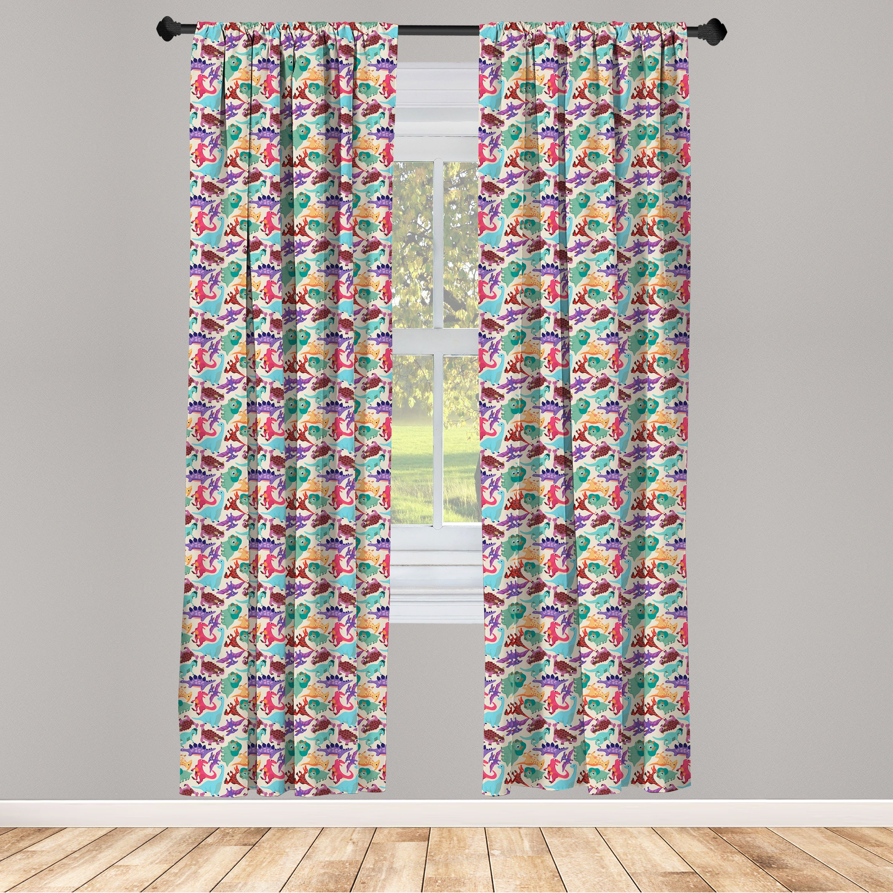 Gardine Vorhang für Wohnzimmer Schlafzimmer Dekor, Abakuhaus, Microfaser, Kindergarten Lustige Monster Cartoon