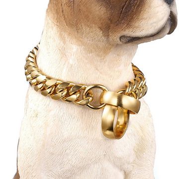 yozhiqu Hunde-Halsband 14 mm neue Trainings-Hundeleine mit P-Kette aus Edelstahl, Halskette mit kubanischem Halsband aus 18-karätigem Gold für Hunde