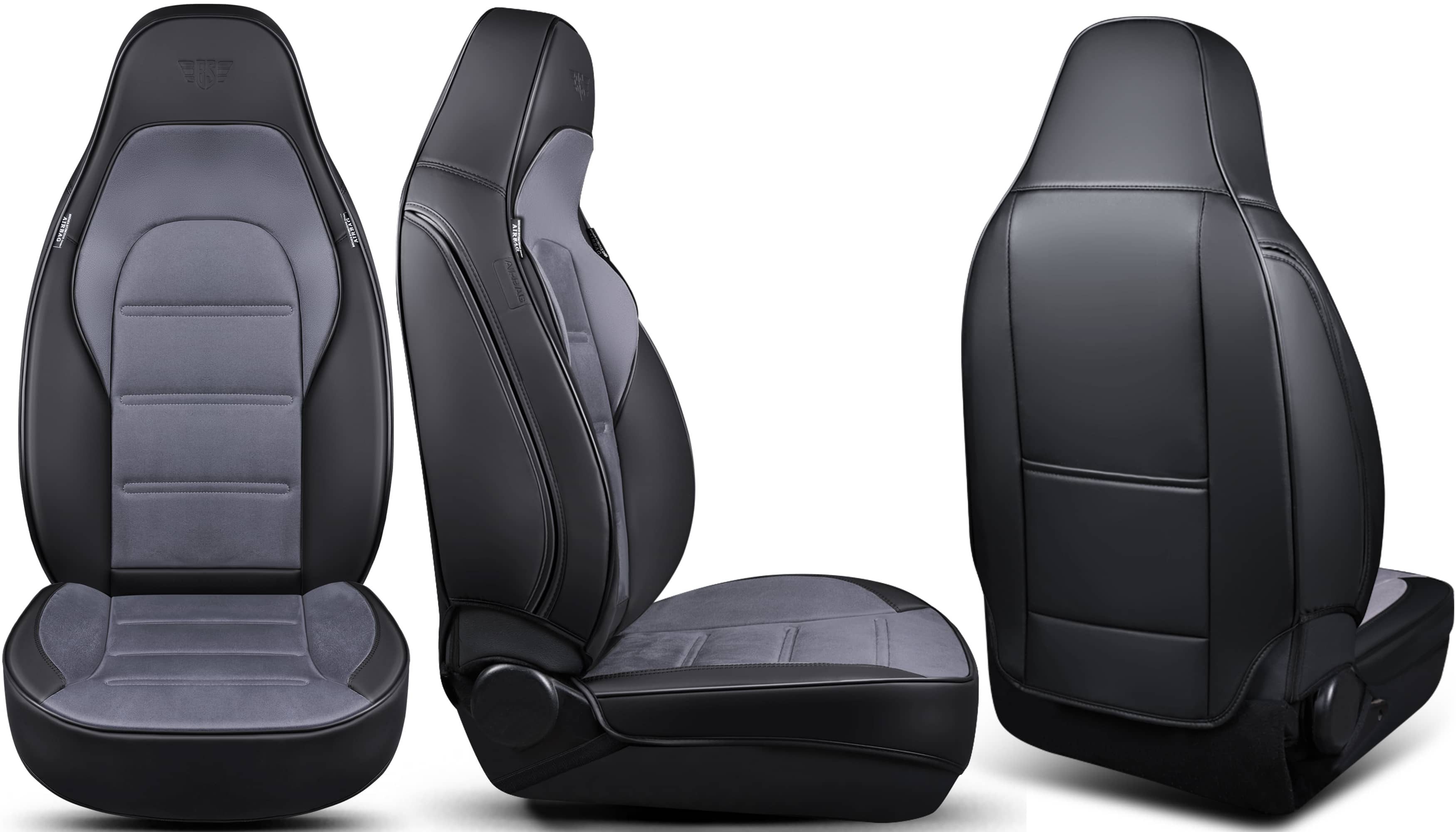 BREMER SITZBEZÜGE Autositzbezug für VW ID.3 Bj ab 2020 LT2, Set, 2-tlg., Schonbezüge Sitzbezüge Fahrer und Beifahrer, in Schwarz/Grau – Bild 5 von 5