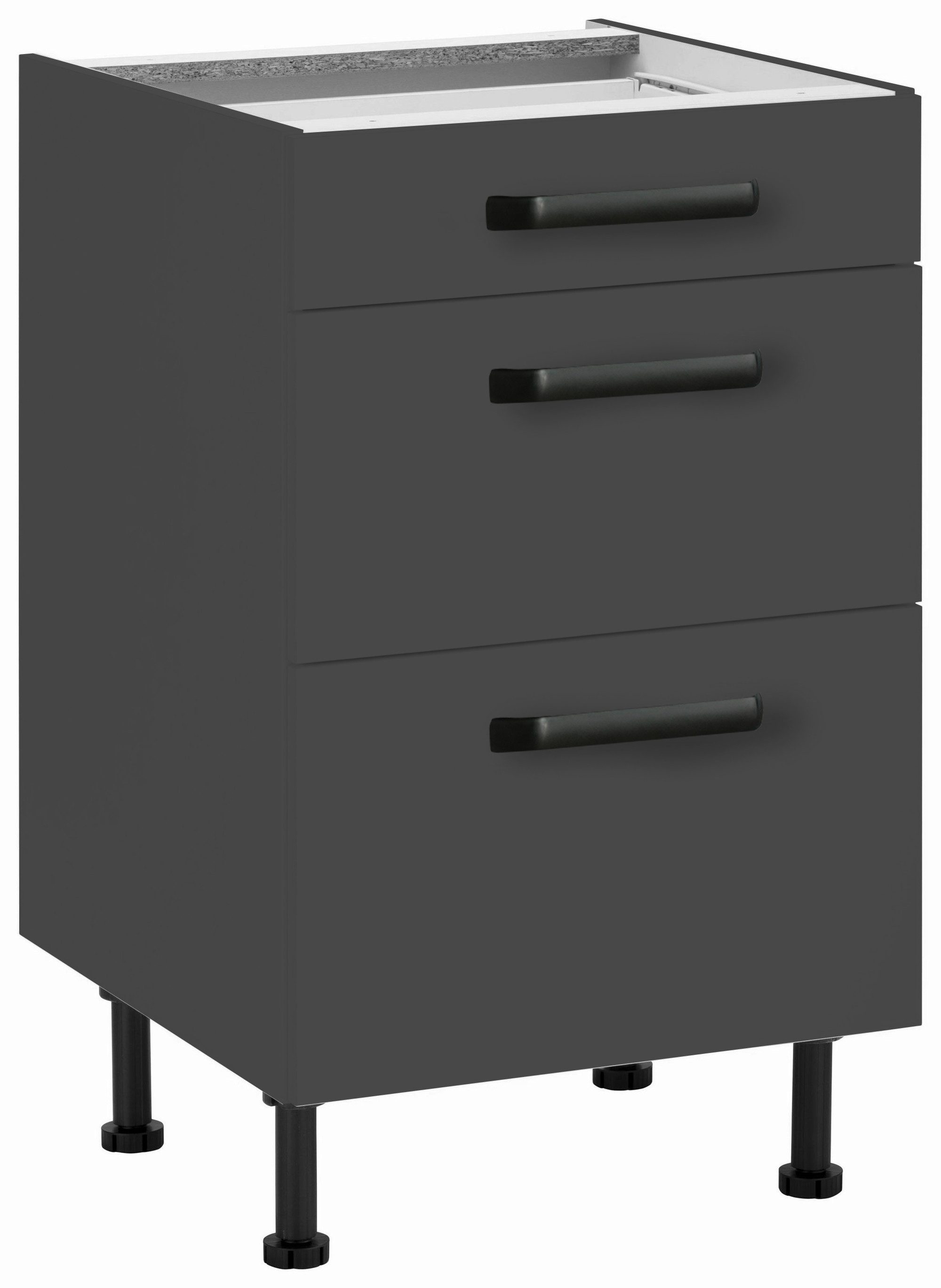 wiho Küchen Unterschrank Simi Soft-Close-Funktion in Schubkästen und Auszügen, verstellbare Füße