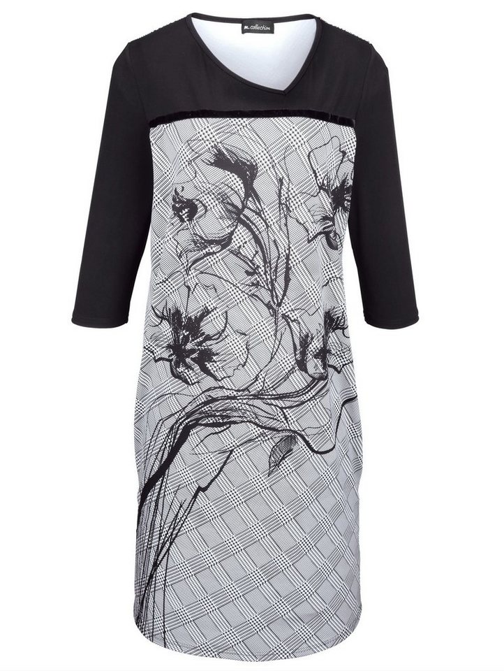 m. collection Kleid mit Samtband auf Brusthöhe in schwarz