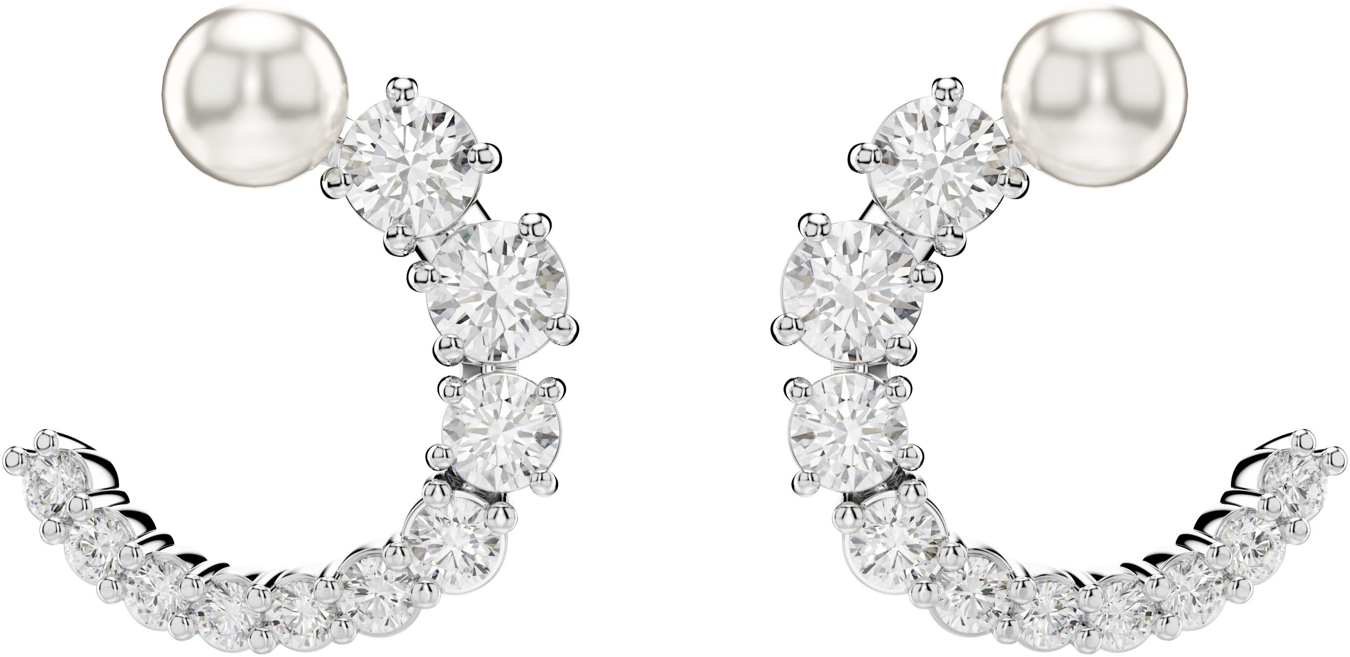 Swarovski Paar Creolen Schmuck Geschenk Matrix Ohrringe, mit Swarovski® Zirkonia (synth) - mit Swarovski® Perle