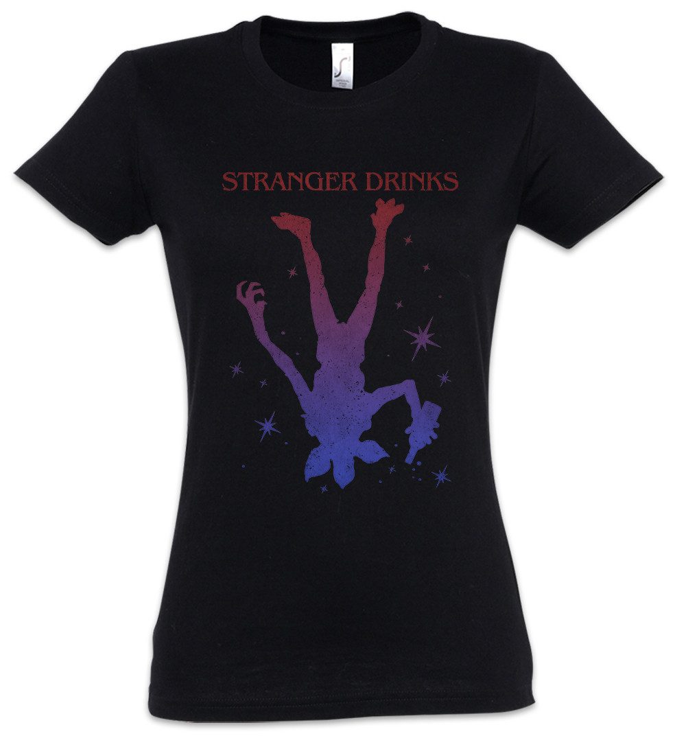 Print-Shirt Stranger Drinks Damen T-Shirt Besoffen Karneval Fasching Kostüm