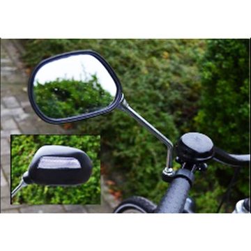 Diedrich Filmer GmbH Fahrradspiegel 2 Stück Fahrradspiegel Spiegel Rückspiegel Lenkspiegel links rechts, weiße Reflektoren, verstellbare Befestigungsklemme, Kunststoffgehäuse