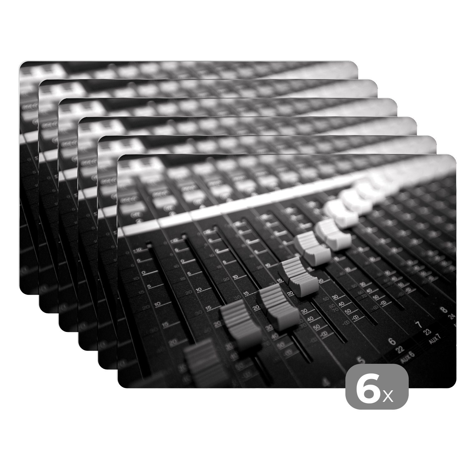 Platzset, Schwarz-Weiß-Foto eines Mischers, MuchoWow, (6-St), Platzset, Platzdecken, Platzmatte, Tischmatten, Schmutzabweisend