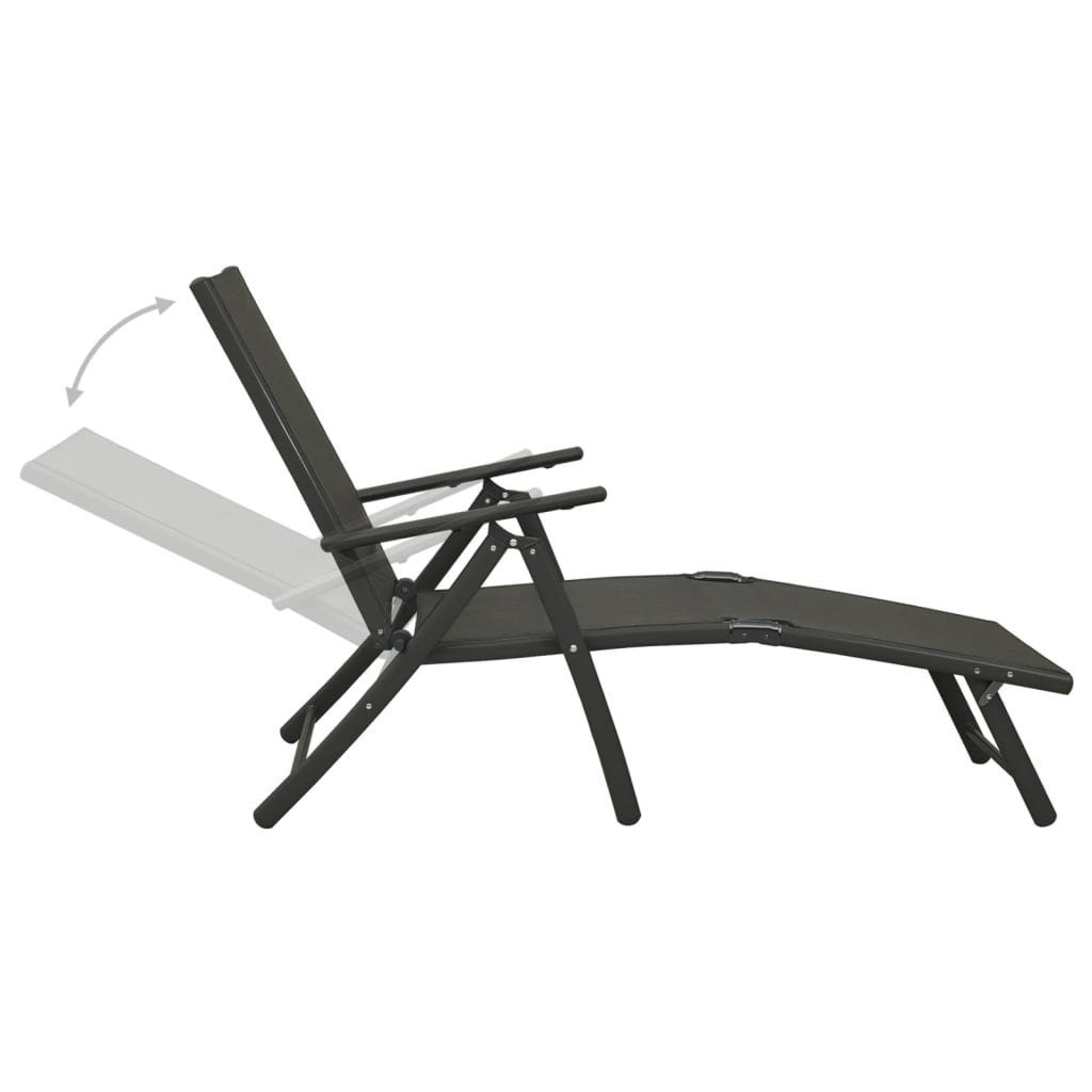 vidaXL Gartenlounge-Set 3-tlg. Garten-Lounge-Set Aluminium (3-tlg) Textilene und Schwarz