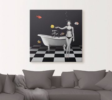Artland Wandbild Ein Badezimmer für Fische, Frau (1 St), als Alubild, Outdoorbild, Leinwandbild in verschied. Größen