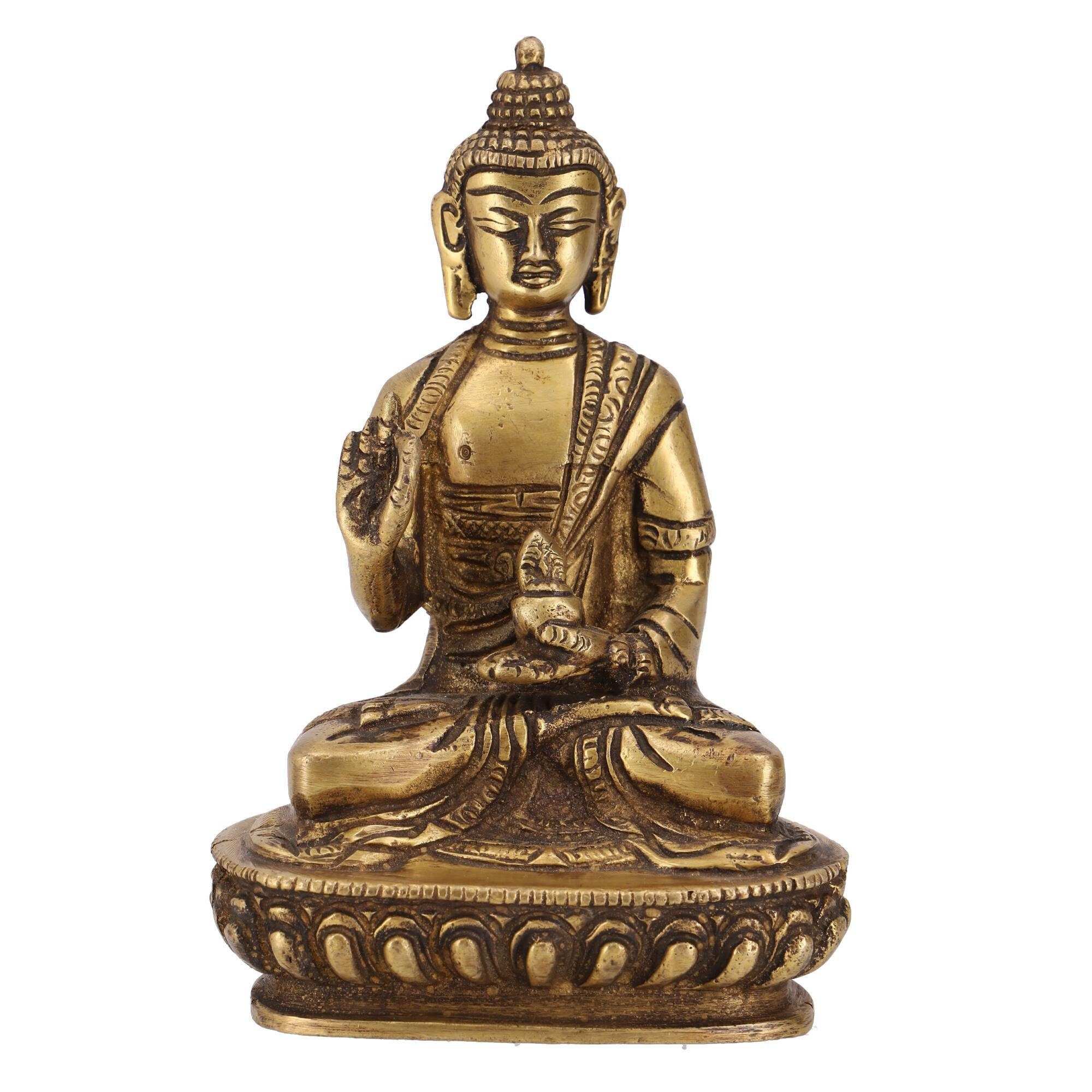 Guru-Shop Buddhafigur Buddha Statue aus Messing Amoghasiddhi Buddha..