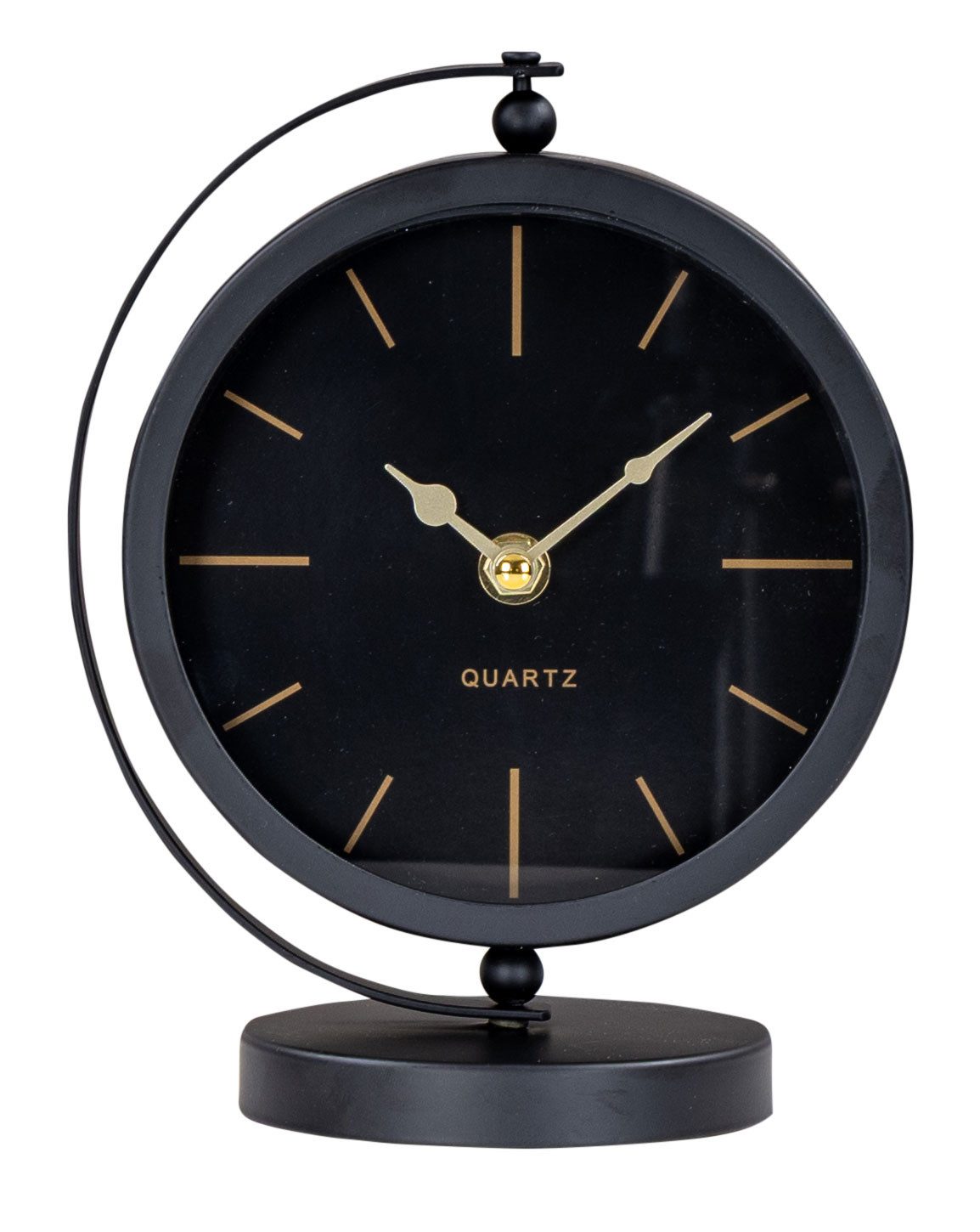 Levandeo® Tischuhr Tischuhr H20cm Schwarz Gold Metall Vintage Retro Metallu günstig online kaufen