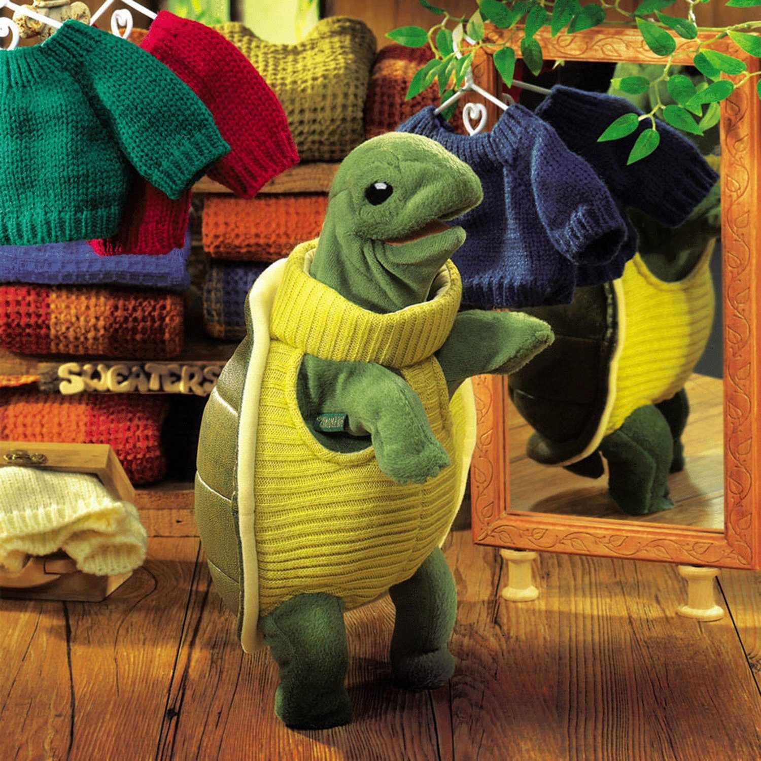 Folkmanis Handpuppen Handpuppe Folkmanis Handpuppe Schildkröte mit Rollkragen 2881 (Packung)
