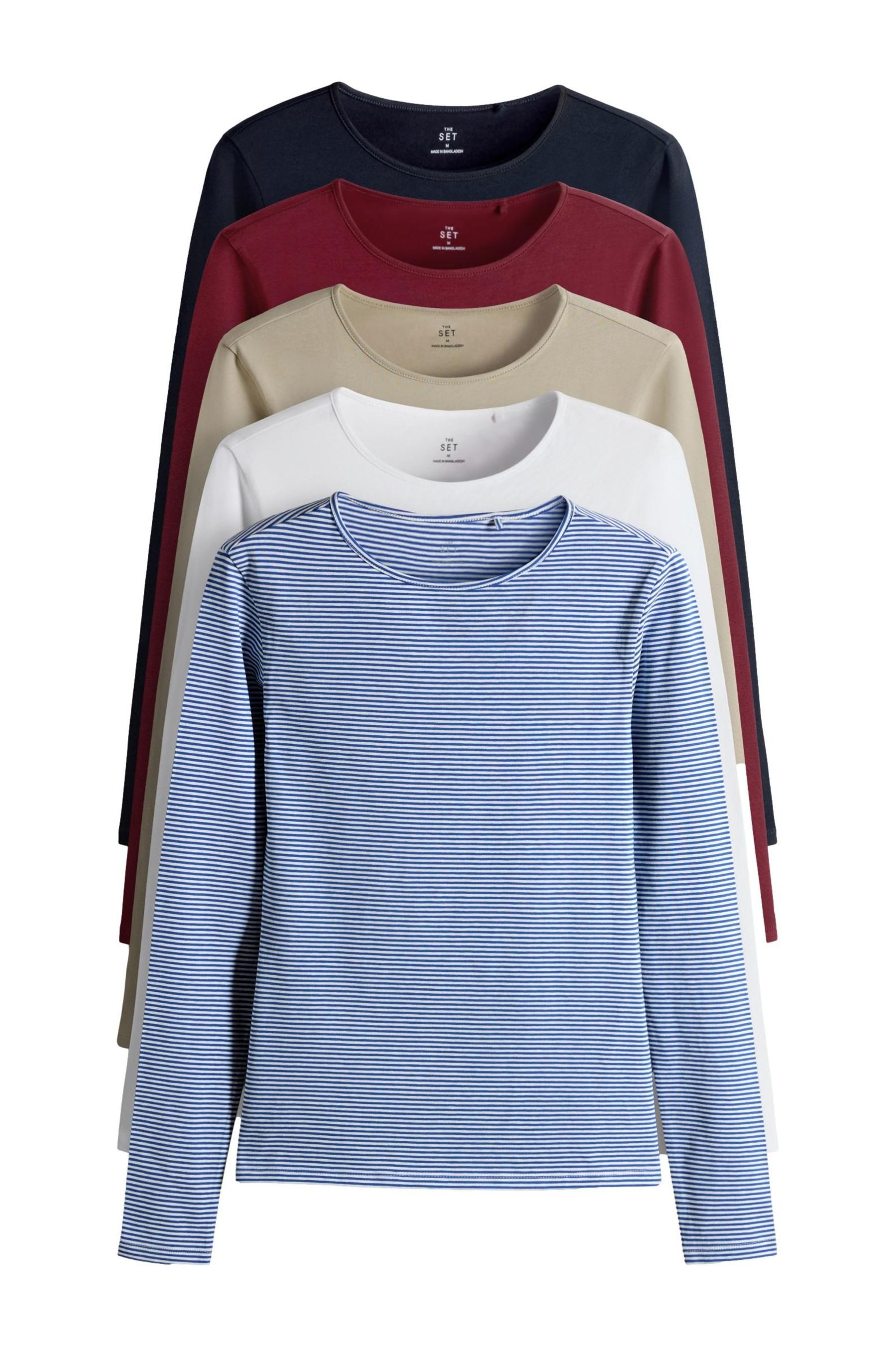 The Set Langarmshirt The Set Langarmshirts mit Rundhalsausschnitt, (5-tlg) günstig online kaufen