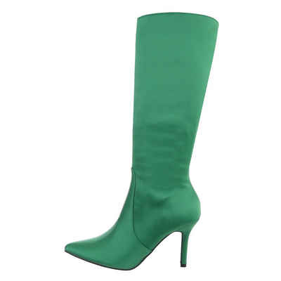 Ital-Design Damen Party & Clubwear High-Heel-Stiefel Pfennig-/Stilettoabsatz High-Heel Stiefel in Grün