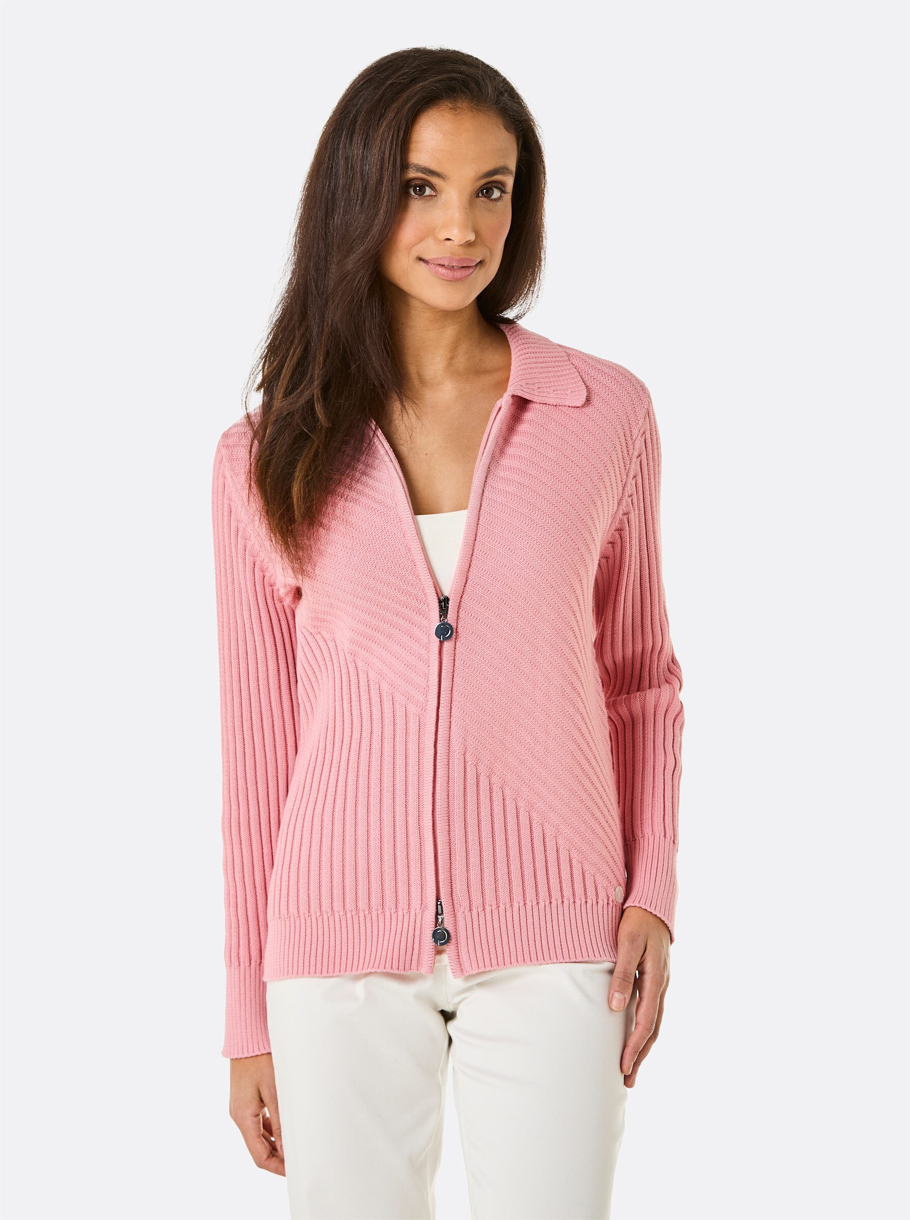 creation L Strickjacke Pima-Baumwoll-Strickjacke Langarm