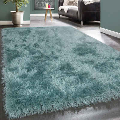 Hochflor-Teppich »Glamour 300«, Paco Home, rechteckig, Höhe 70 mm, Uni Farben, mit weichem Glanz Garn, ideal im Wohnzimmer & Schlafzimmer