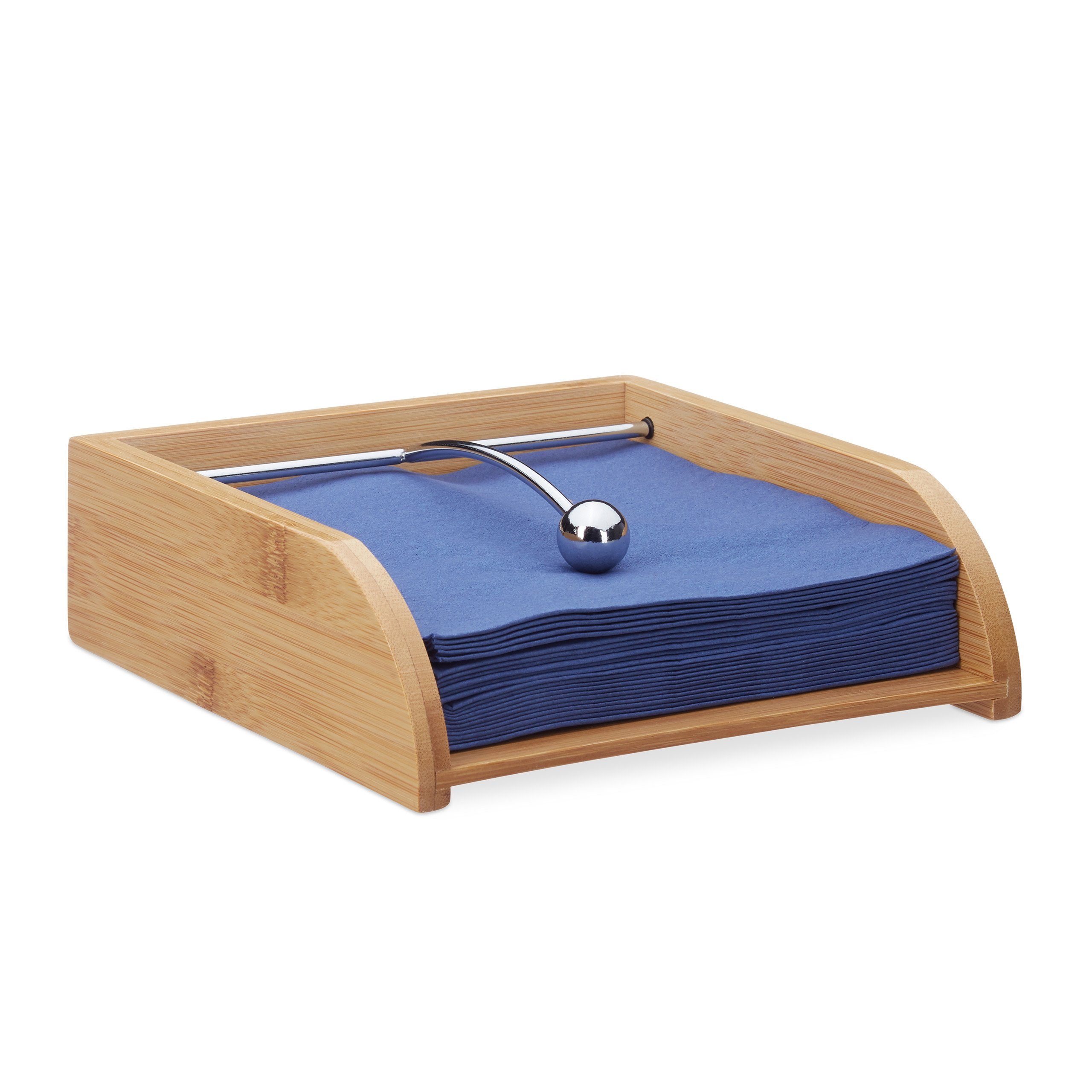 relaxdays Serviettenhalter aus Bambusholz, Bambus