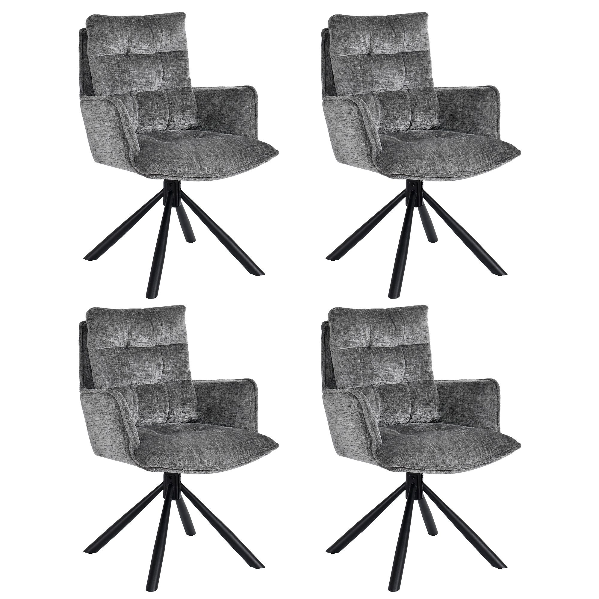 Duhome Esszimmerstuhl (8610A), 360° drehbar, Automatische Rückstellfunktion, Chenille-Stoff