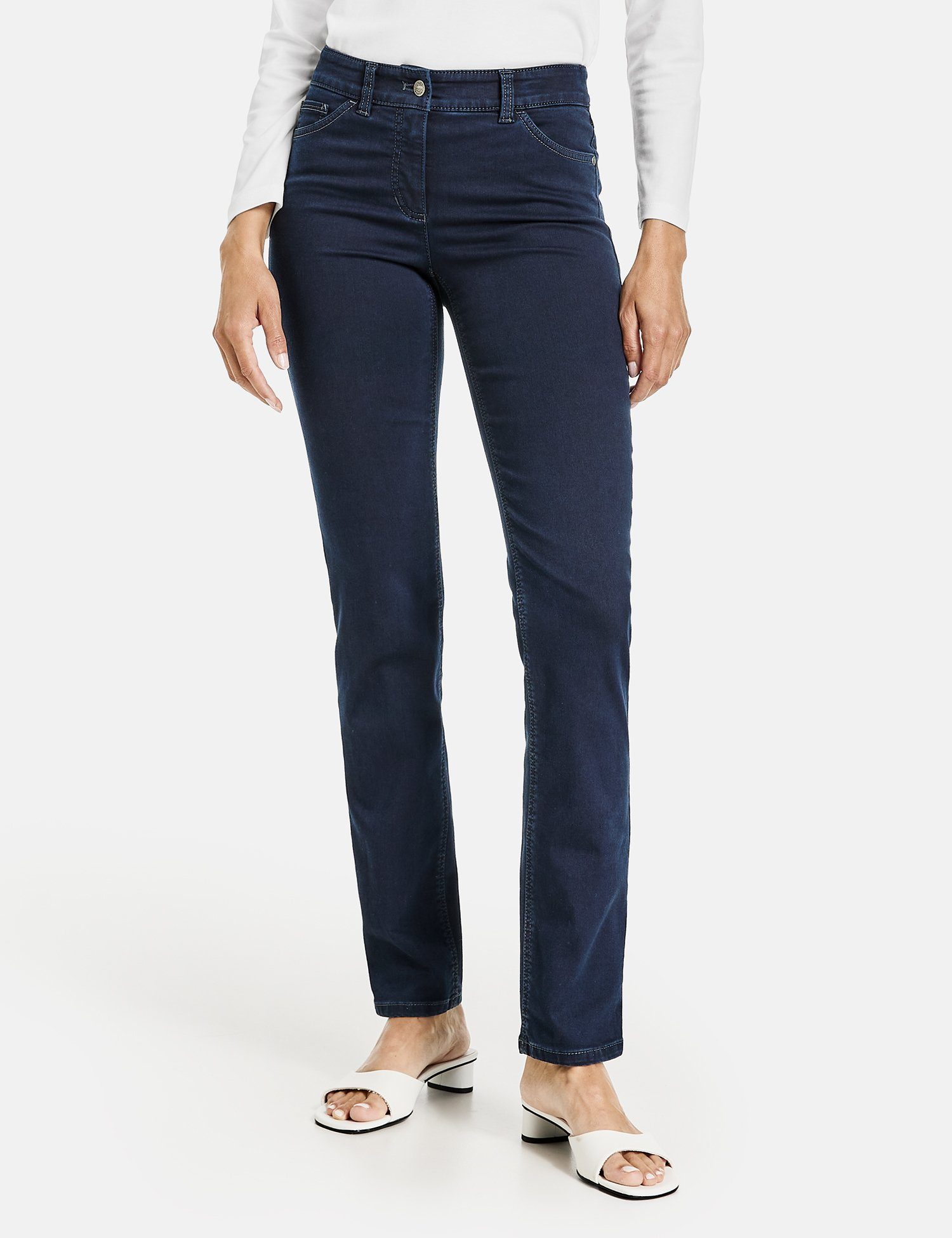 GERRY WEBER Stretch-Jeans 5-Pocket Jeans Best4me Slimfit Dark Blue Denim