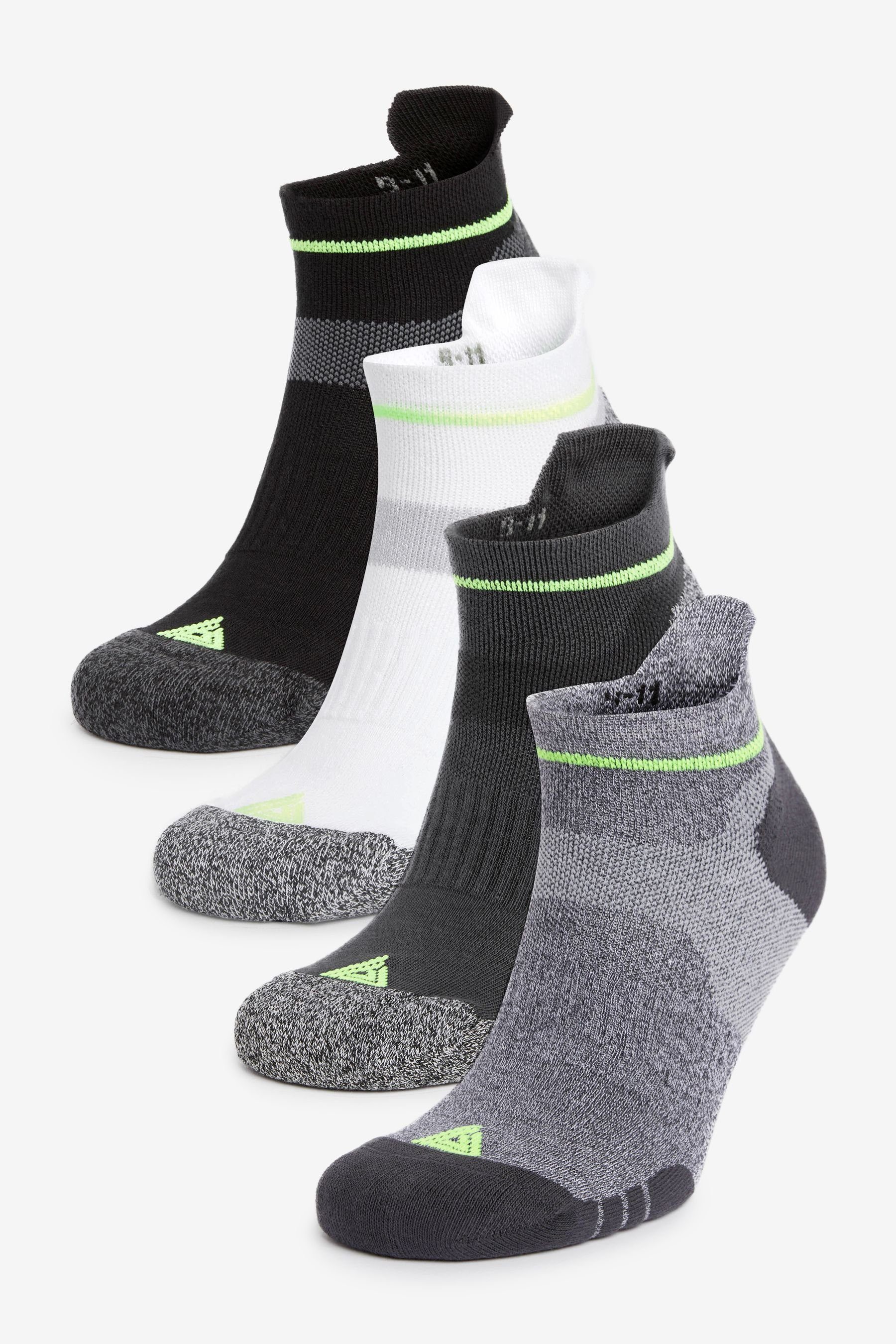 Next Füßlinge Next Active Gepolsterte Socken im 4er-Pack (4-Paar) Black/White