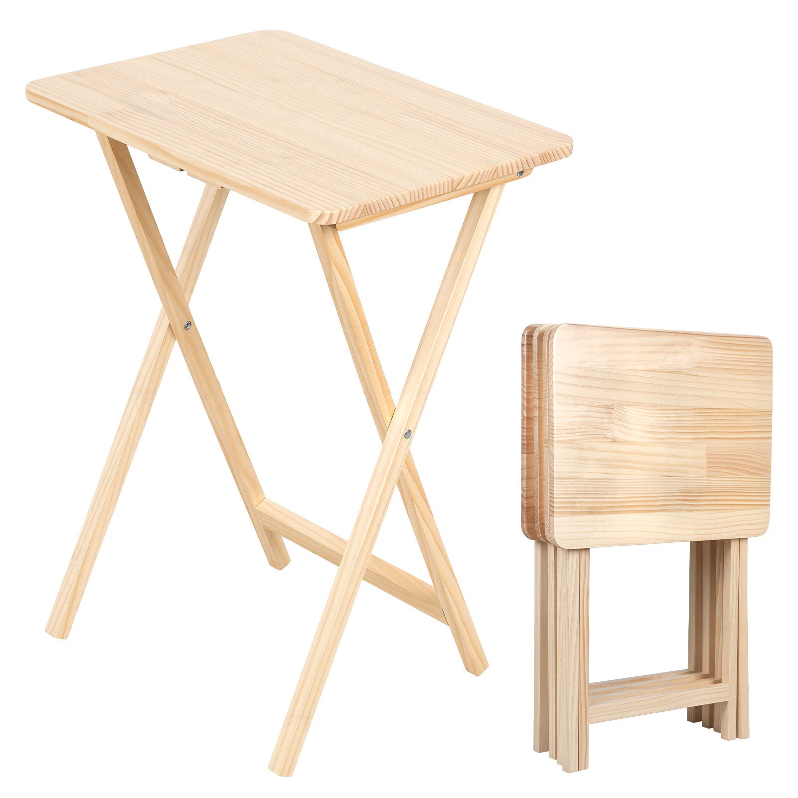 Rutaqian Klapptisch 4 Stück Klapptisch Klappbar Esstisch aus Massivholz gefertigt, klappbare Snack-Tische für kleine Räume 19 x 14,5 x 26 Zoll