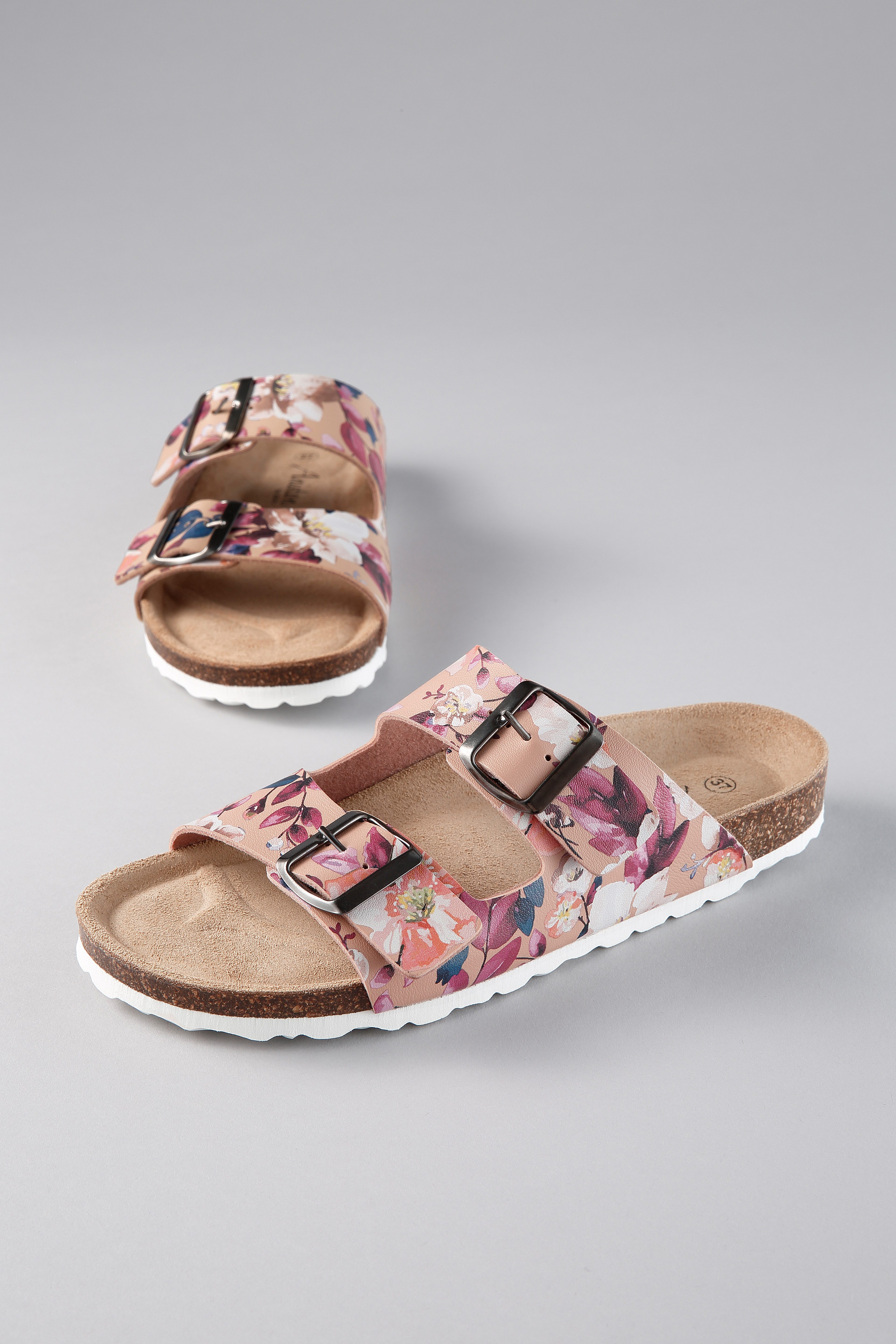 Aniston SHOES Pantolette Hausschuh, Sommerschuh mit Blumendruck - NEUE KOLLEKTION