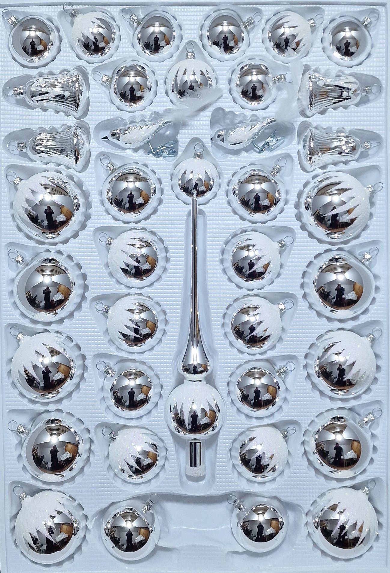 Lauschaer Glas Christbaumschmuck mundgeblasenes Christbaumschmucksortiment 39 Teile