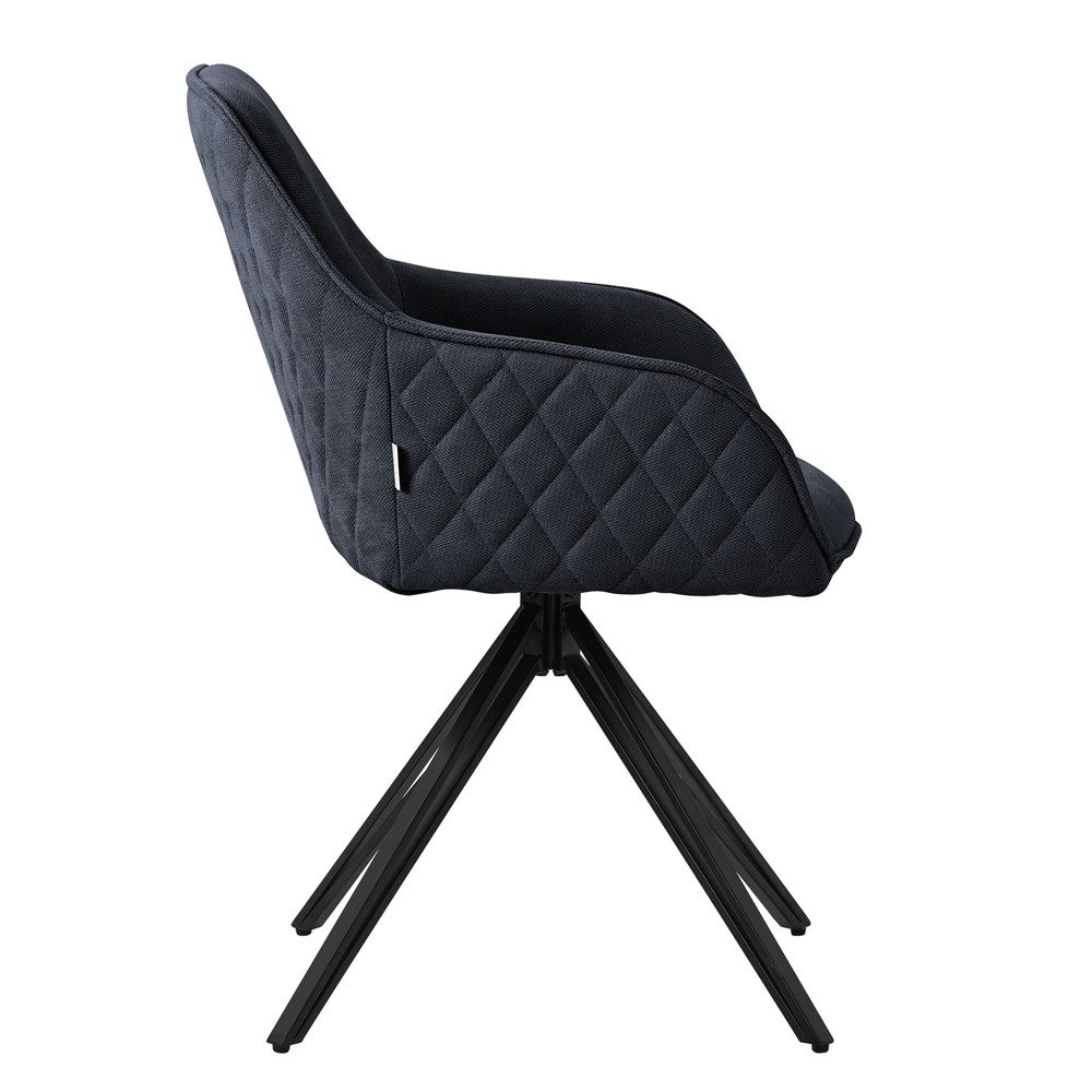 ML-DESIGN Polsterstuhl Esszimmerstuhl aus Textil Webstoff mit Metallbeine, 360° drehbar (6 St), Stuhl mit Rücken-& Armlehne Schwarz Küchenstuhl Wohnzimmerstuhl