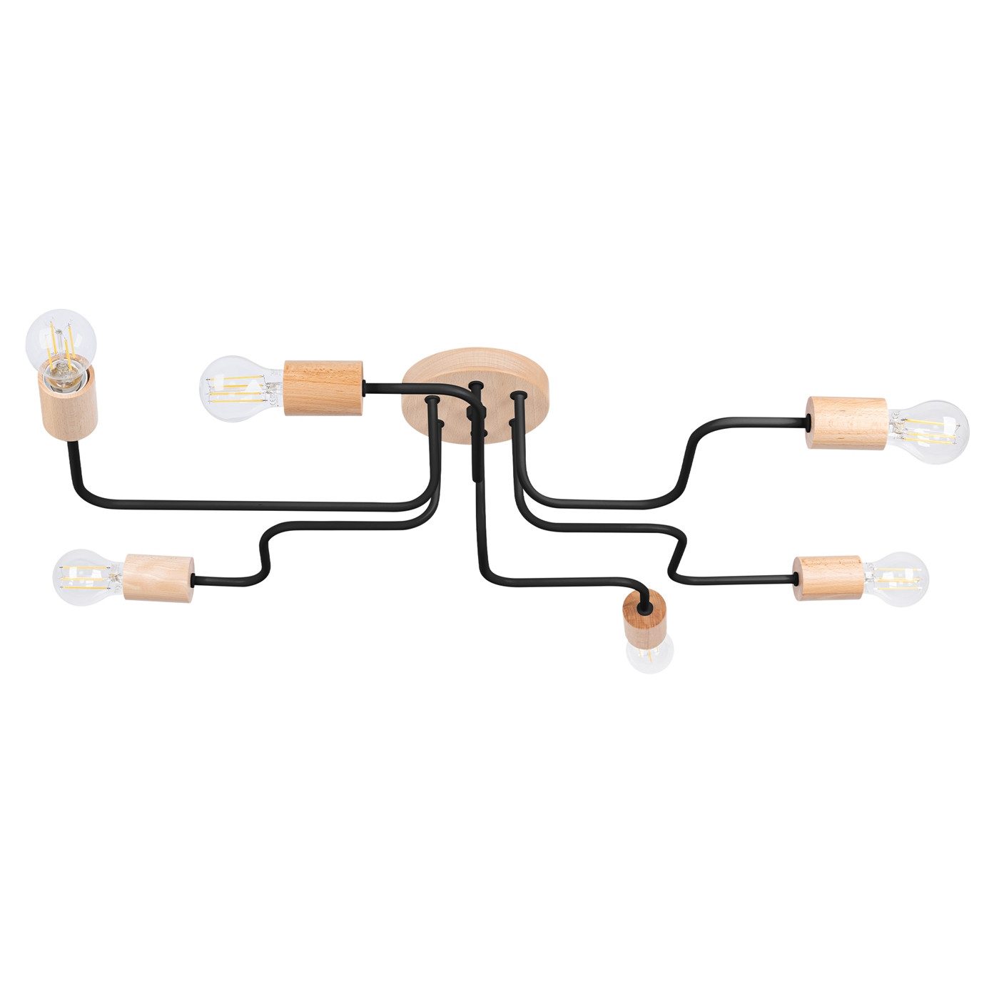 SOLLUX lighting Kronleuchter Kronleuchter Timbo 6 Schwarz, Nicht enthalten
