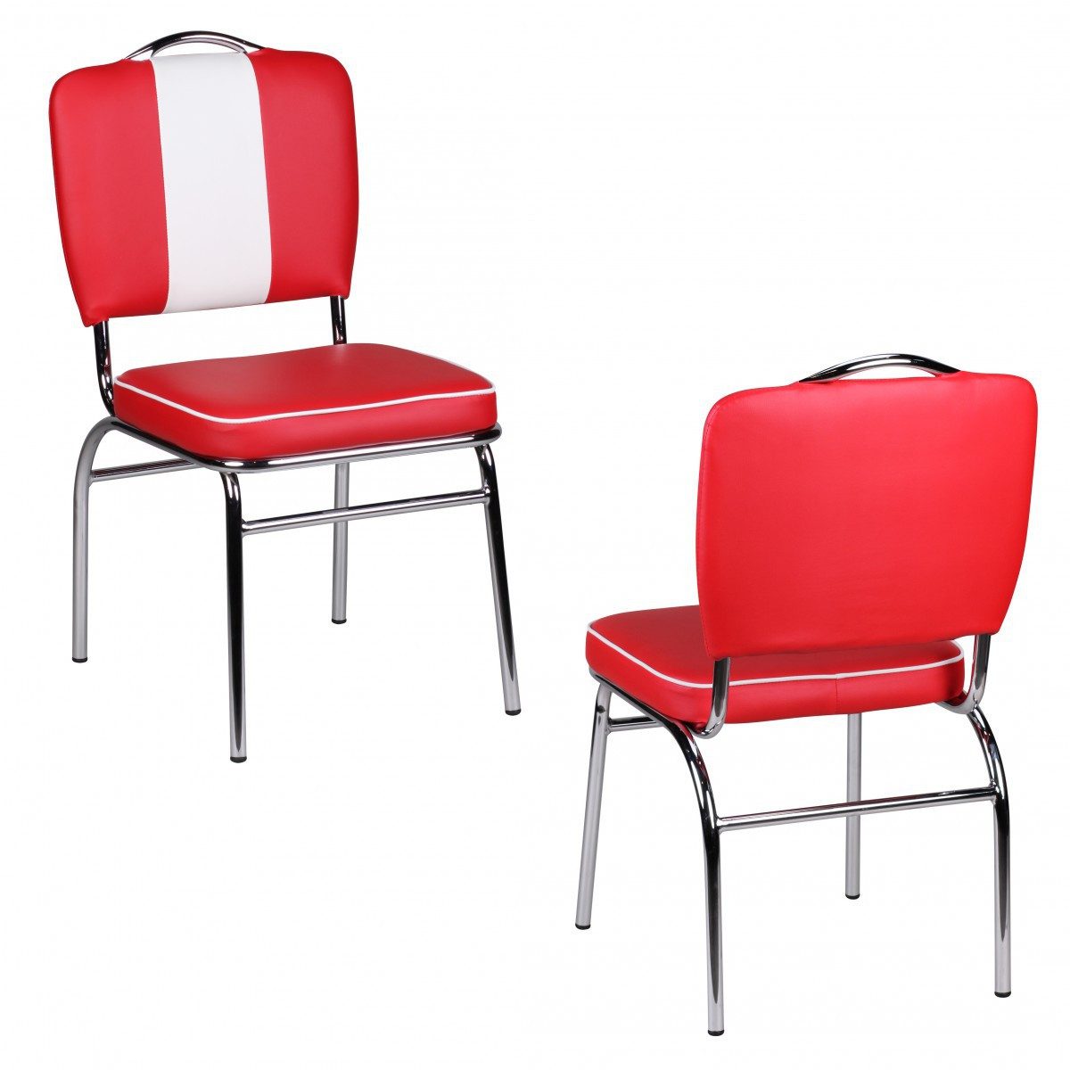 FINEBUY Esszimmerstuhl 2er Set Kunstleder American Diner Retro Stuhl Sessel günstig online kaufen