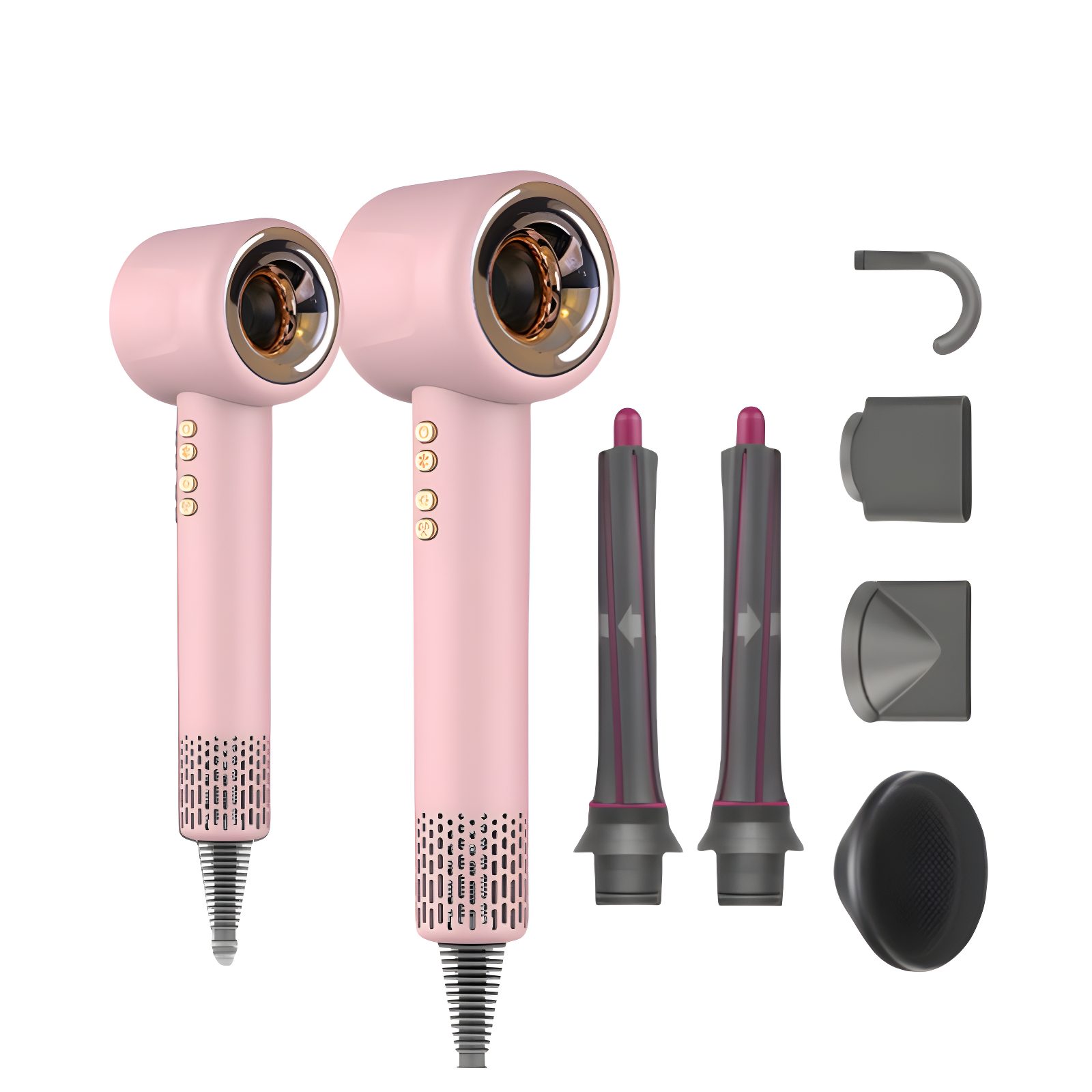 Athlix Ionic-Haartrockner Negativ Ionen Föhn Haartrockner Multifunktional Warm und Kalt, 1600 W, 1.600 W, 110.000 U/min, 6 Aufsätze