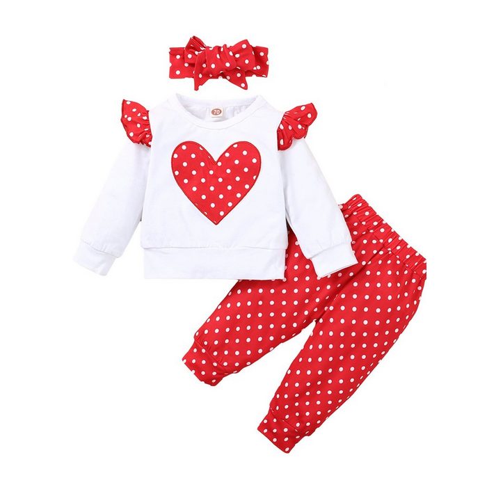 LAPA Shirt Leggings & Haarband Baby Mädchen -Anzug mit Tupfendruck (3-tlg)