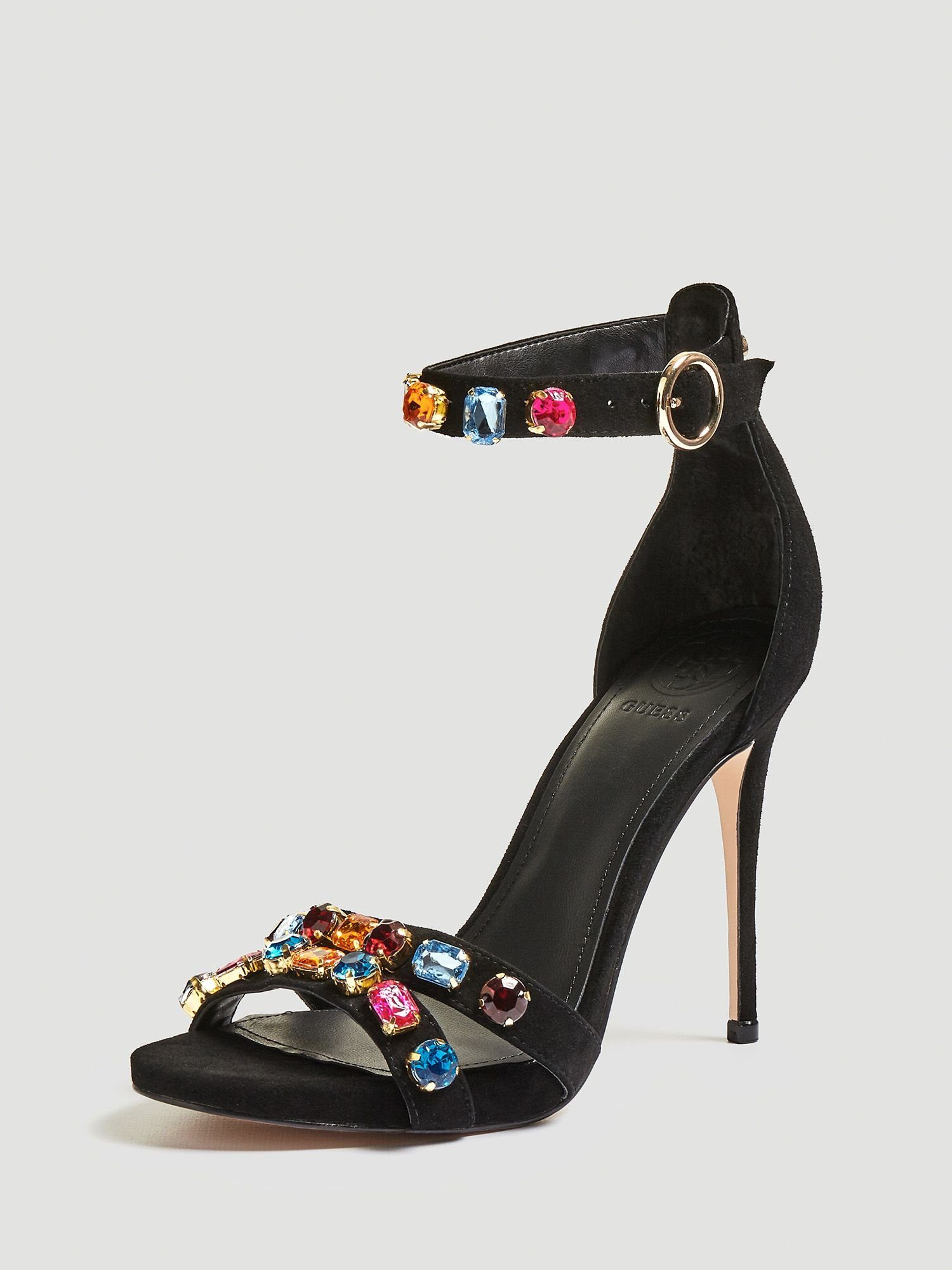 guess black high heel sandals