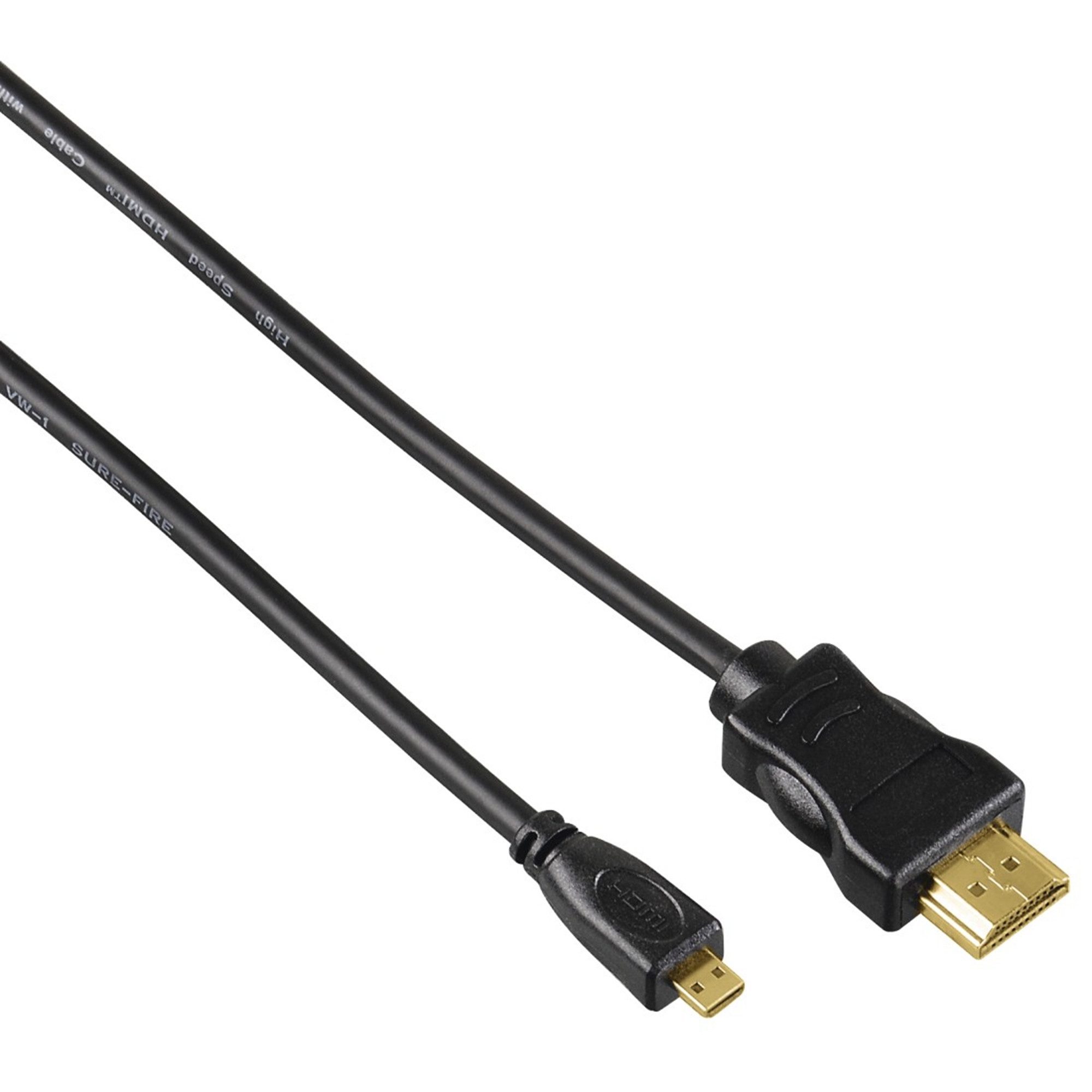 Hama High Speed St. Typ A - St. Typ D (Micro), Ethernet HDMI-Kabel, (50 cm)