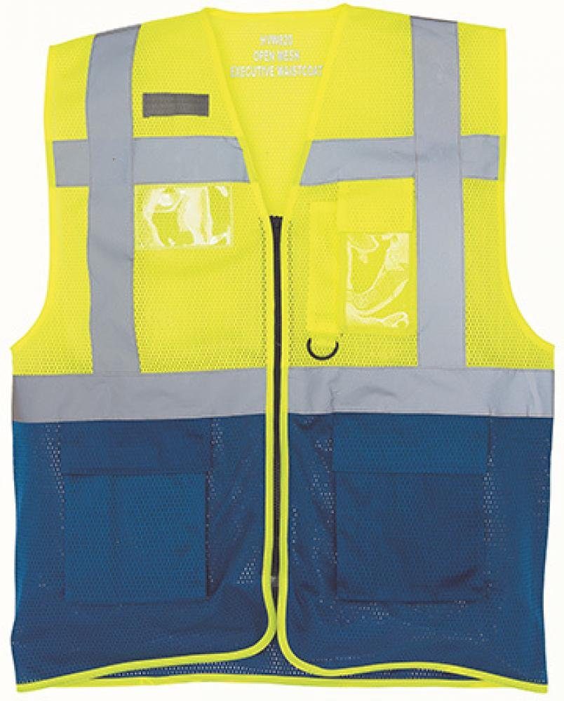 YOKO Warnweste Herren Hi Vis Top Cool Open Mesh Executive Waistcoat