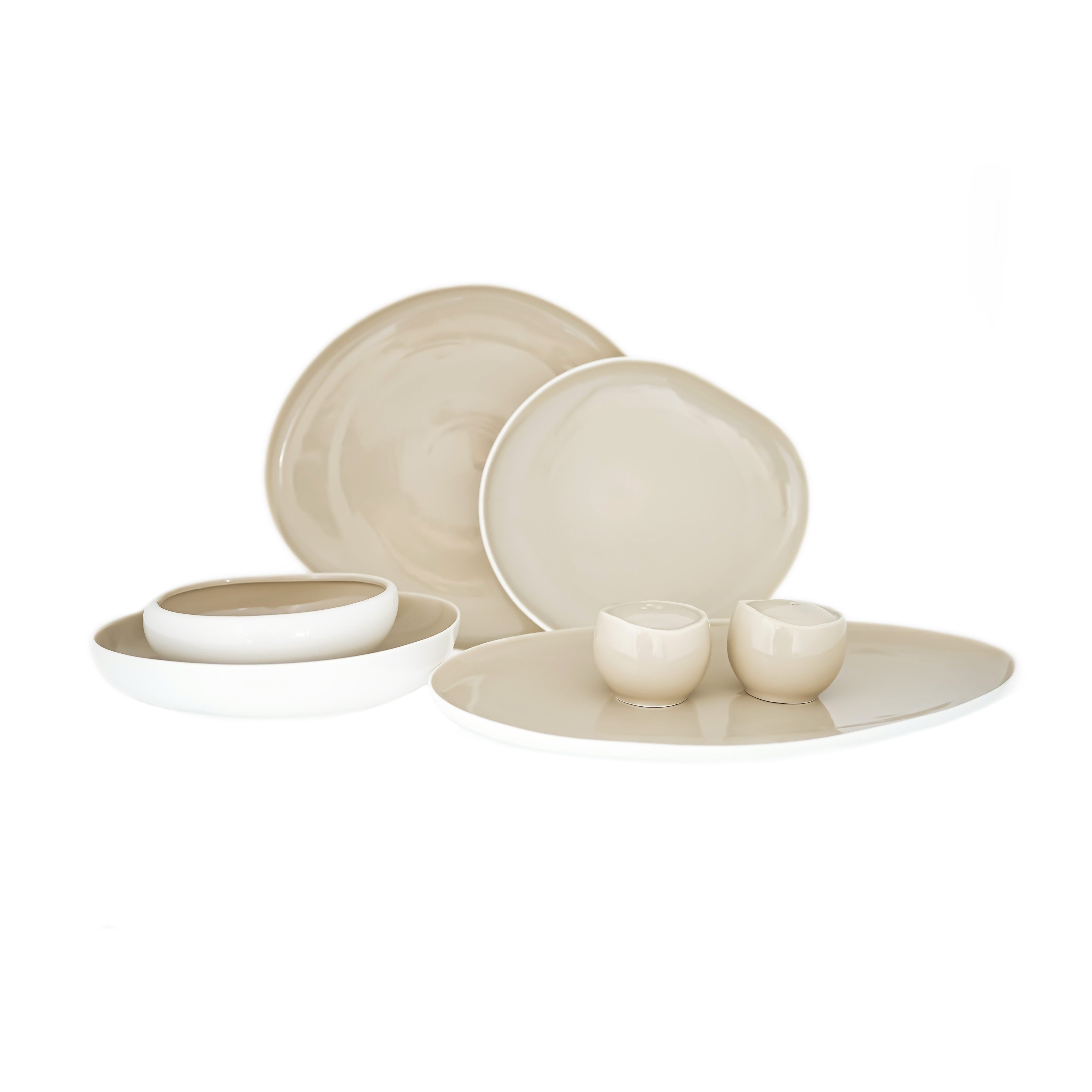 Almina Tafelservice Wave Cream (27-tlg), 6 Personen, Porzellan, Kombiservice aus hochwertigem Porzellan, 27-teilig