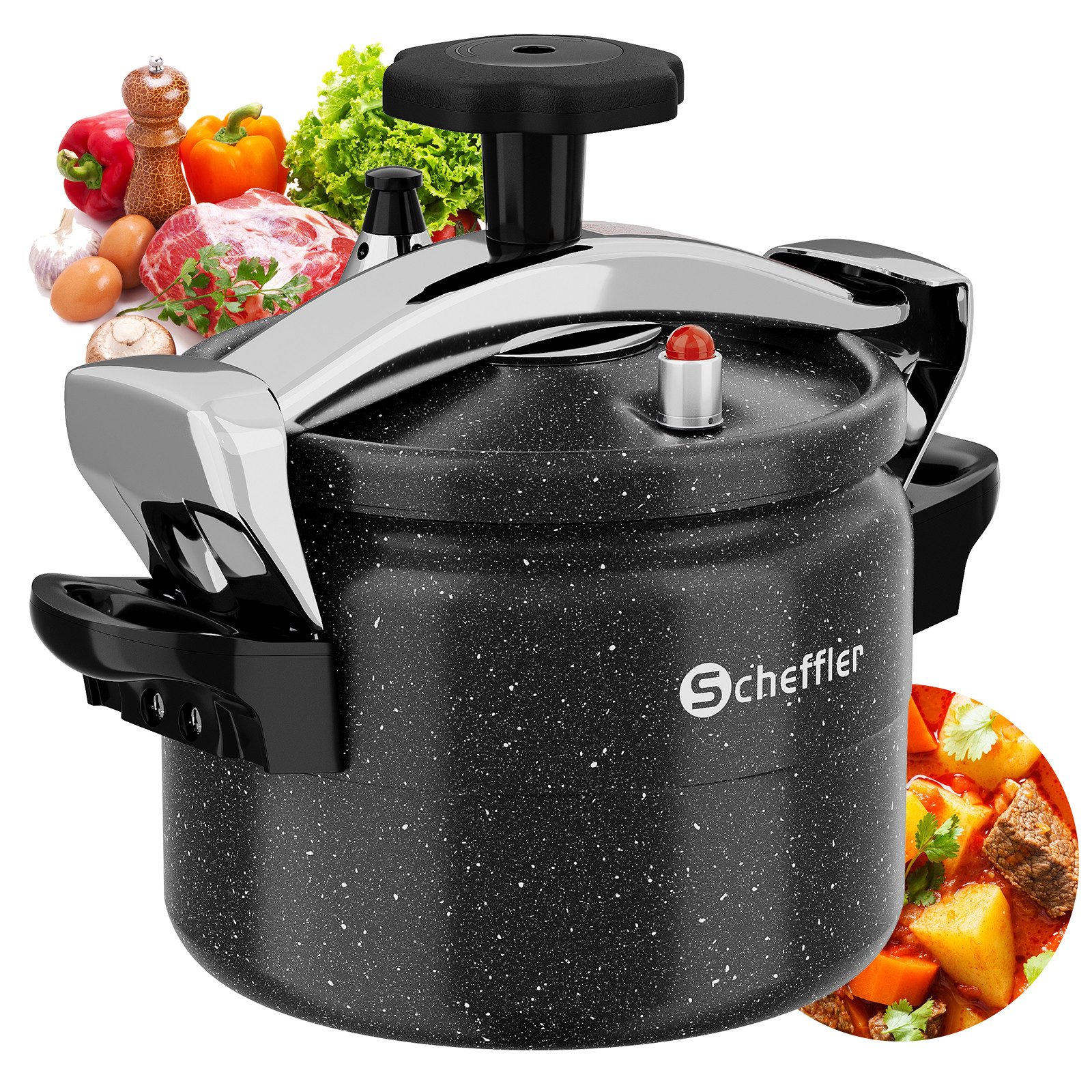 Scheffler Schnellkochtopf Dampfkochtopf Induktion, für alle Herdarten geeignet, Aluminium (3L/7L/11L/11L/15L, schnellkochtopf), Induktion