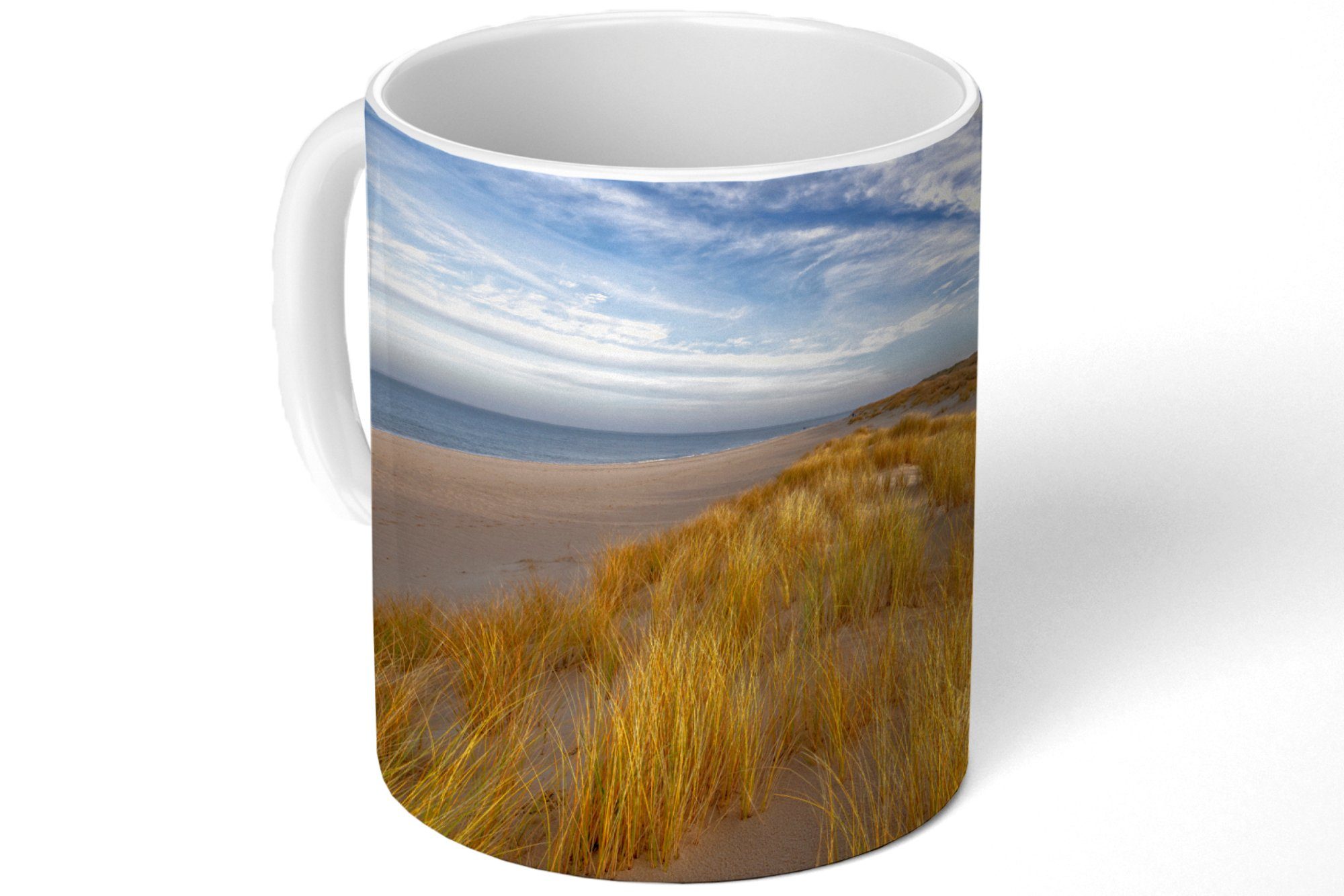 MuchoWow Tasse Strand Himmel Teetasse, - Leuchtturm, Teetasse, - Geschenk Becher, Keramik, Kaffeetassen