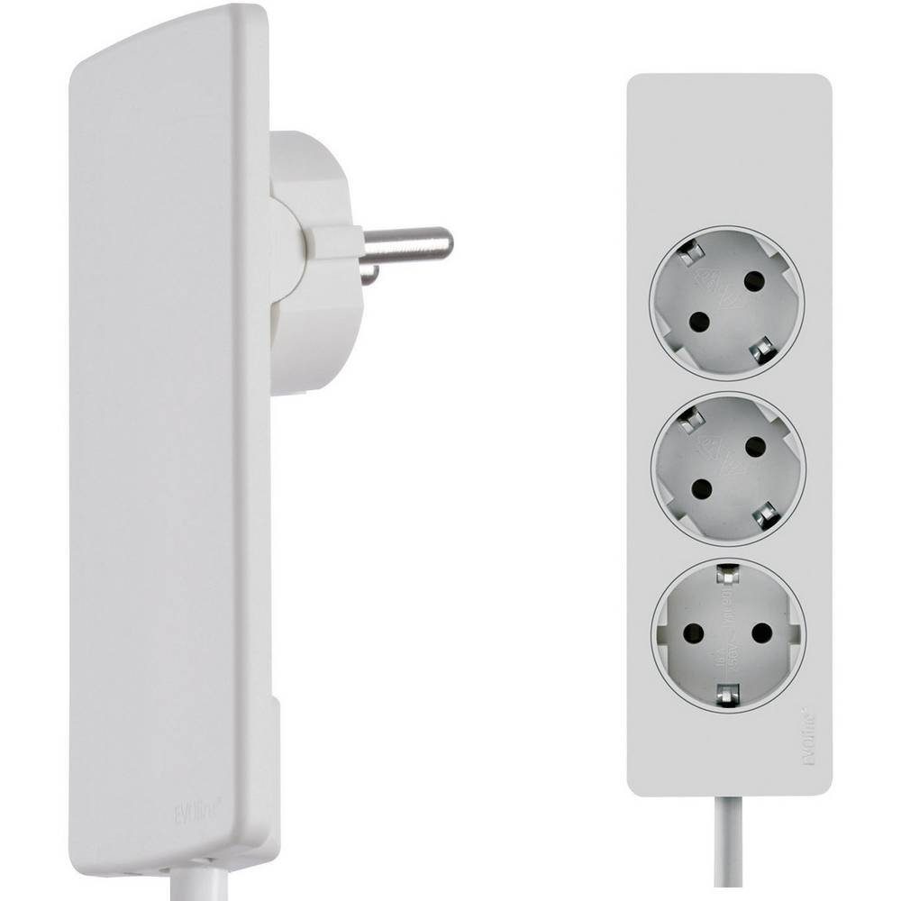 Evoline 3fach Steckdosenleiste mit Flachstecker 151000156300 Steckdosenleiste (Kabellänge 1.50 m)