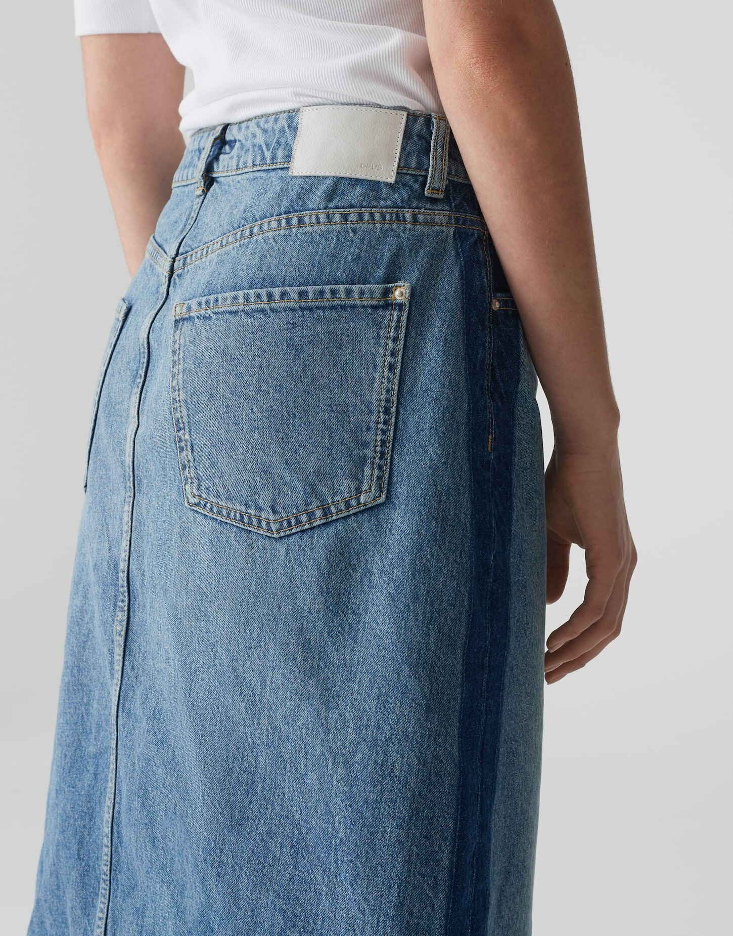 OPUS Jeansrock Jeansrock RINSO STRIPE aus nachhaltiger Baumwolle