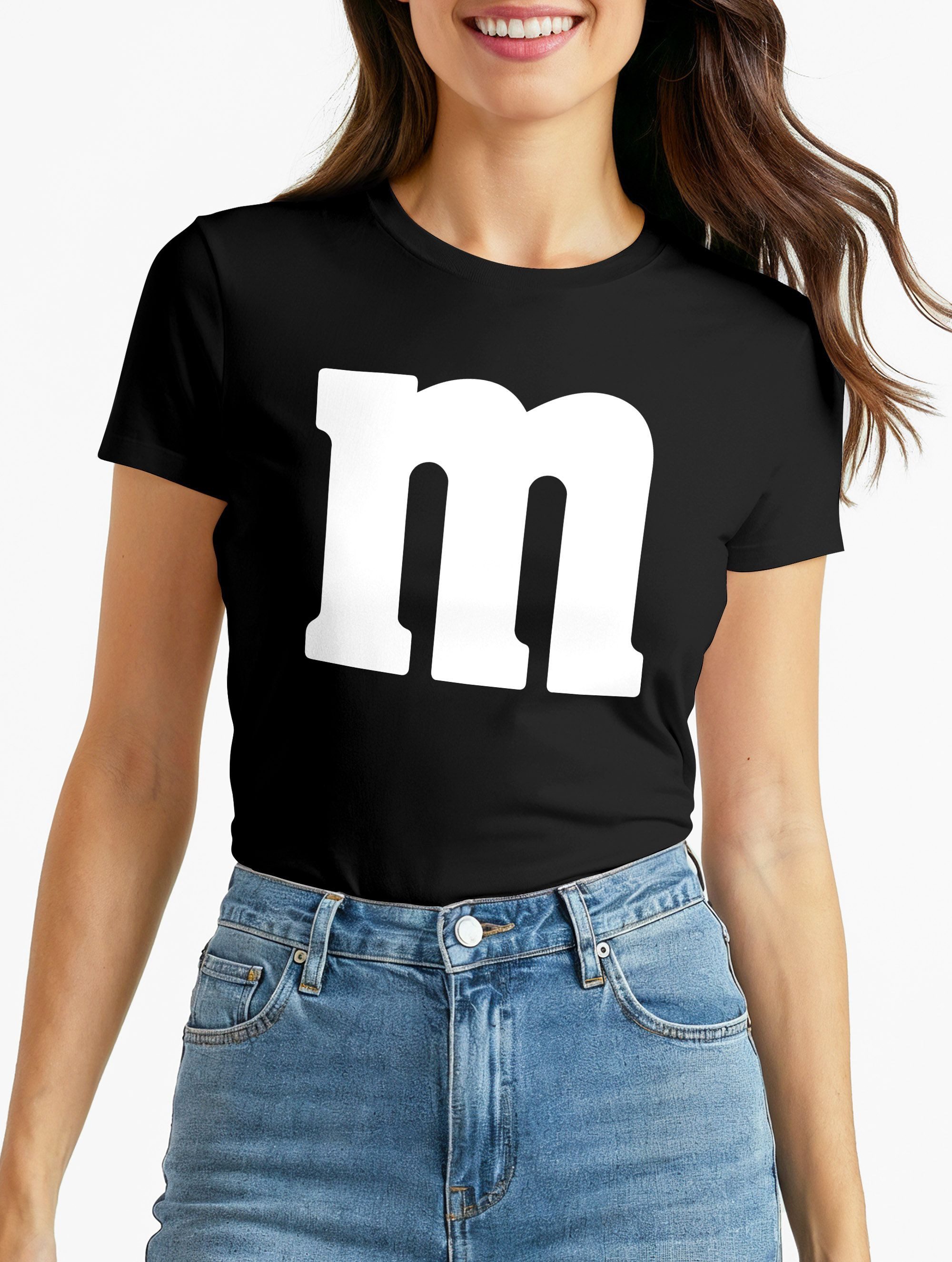 MoonWorks Print-Shirt Damen T-Shirt Gruppen-Kostüm M Aufdruck Kostüm Idee Fasching Karneval mit Print