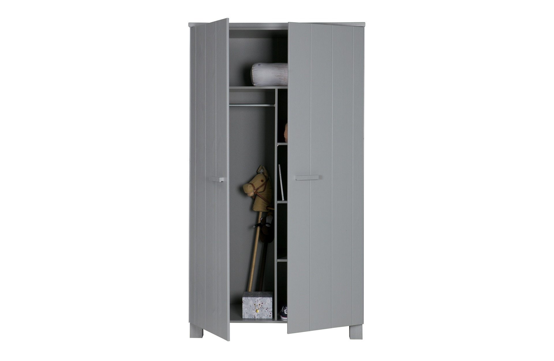 WOOOD Kleiderschrank Dennis mit 2 Türen, Hellgrau
