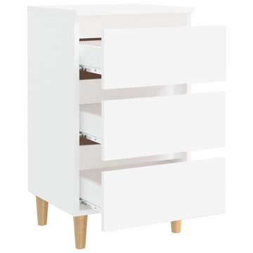 furnicato Nachttisch mit Massivholz-Beinen Weiß 40x35x69 cm