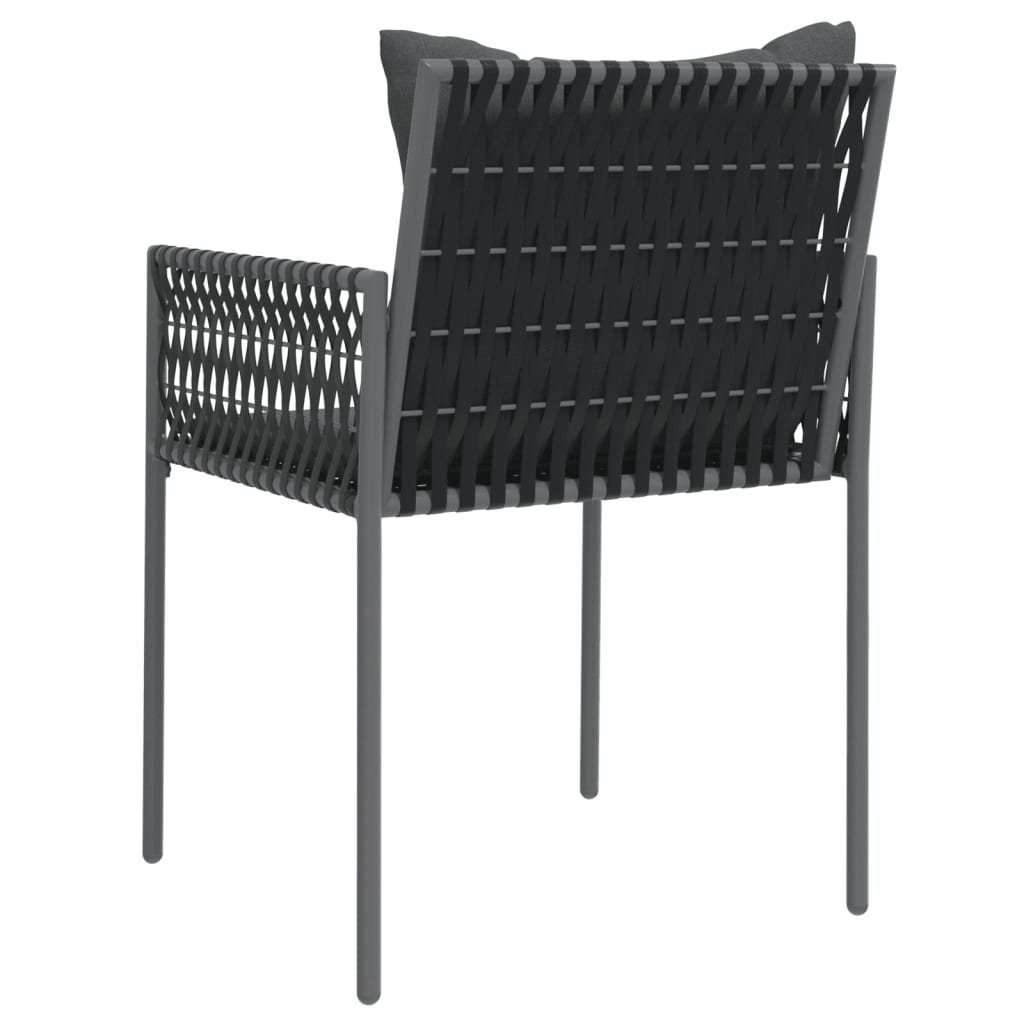 Gartenstühle Poly 2 (2 mit Schwarz 54x61x83 Schwarz Gartenstuhl Stk. | cm Rattan vidaXL St) Schwarz Kissen