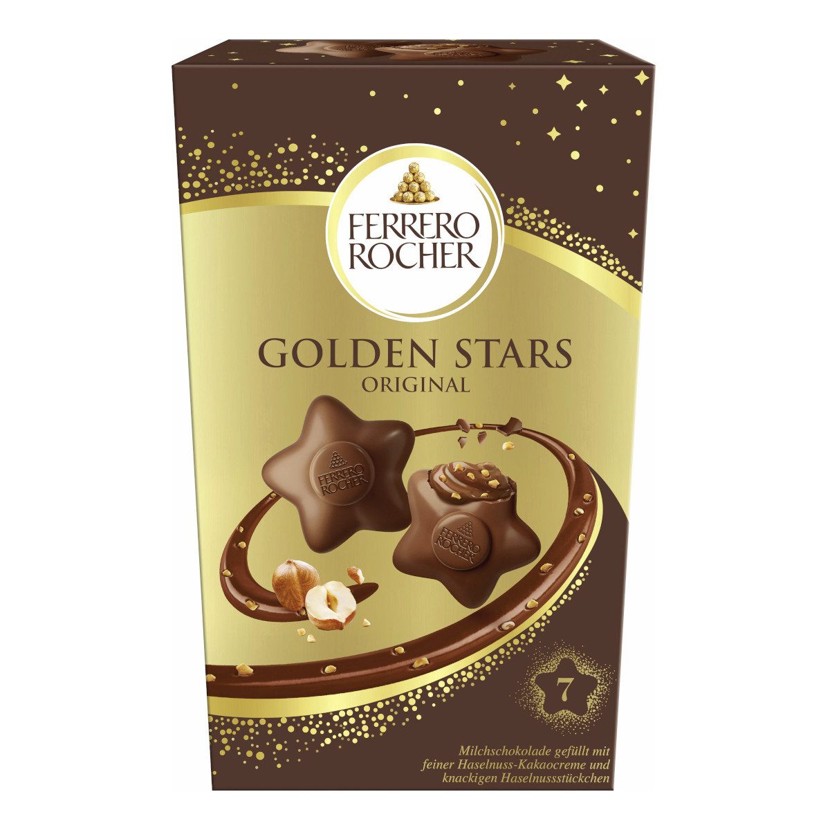 FERRERO ROCHER Schokolade, Ferrero Rocher Golden Stars Milchschokolade Packung 80,5g