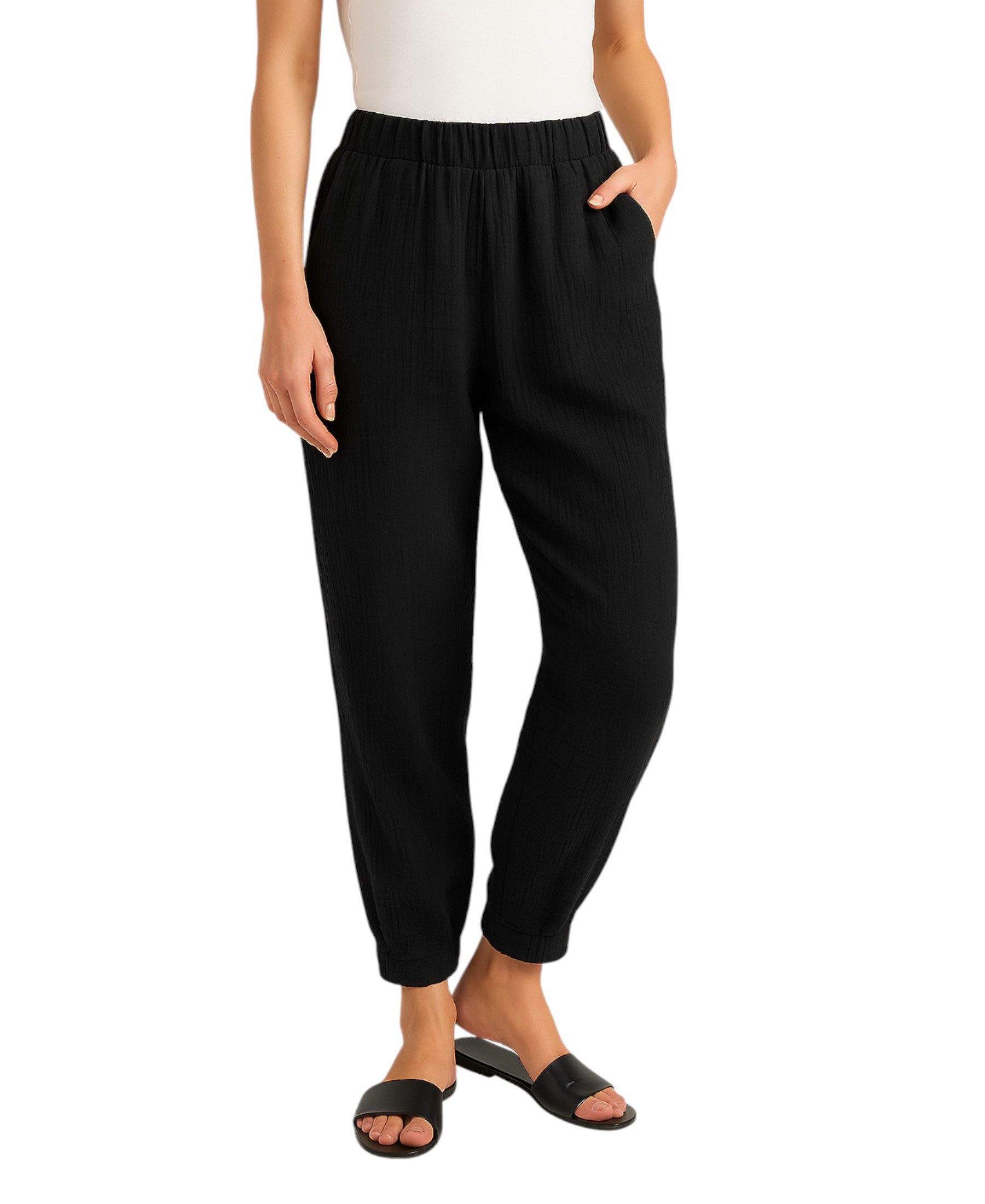 fashionshowcase Stoffhose Damen Musselin Stoffhose 100% günstig online kaufen