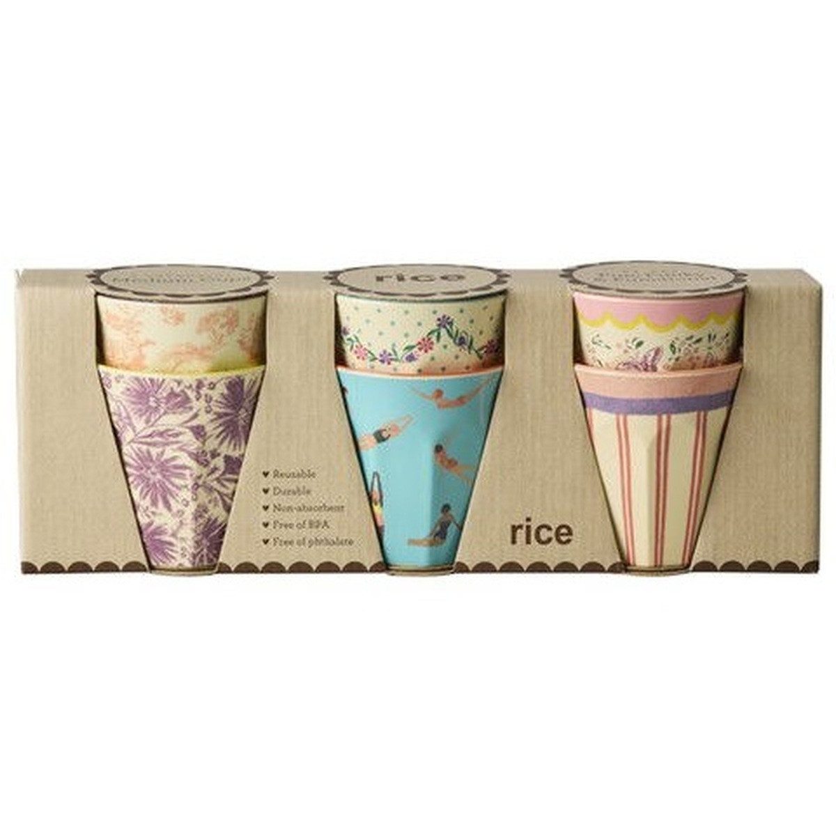 rice Becher Melamin Becher Set Gloriously Gifted 6er bunt 250 ml bruchfest